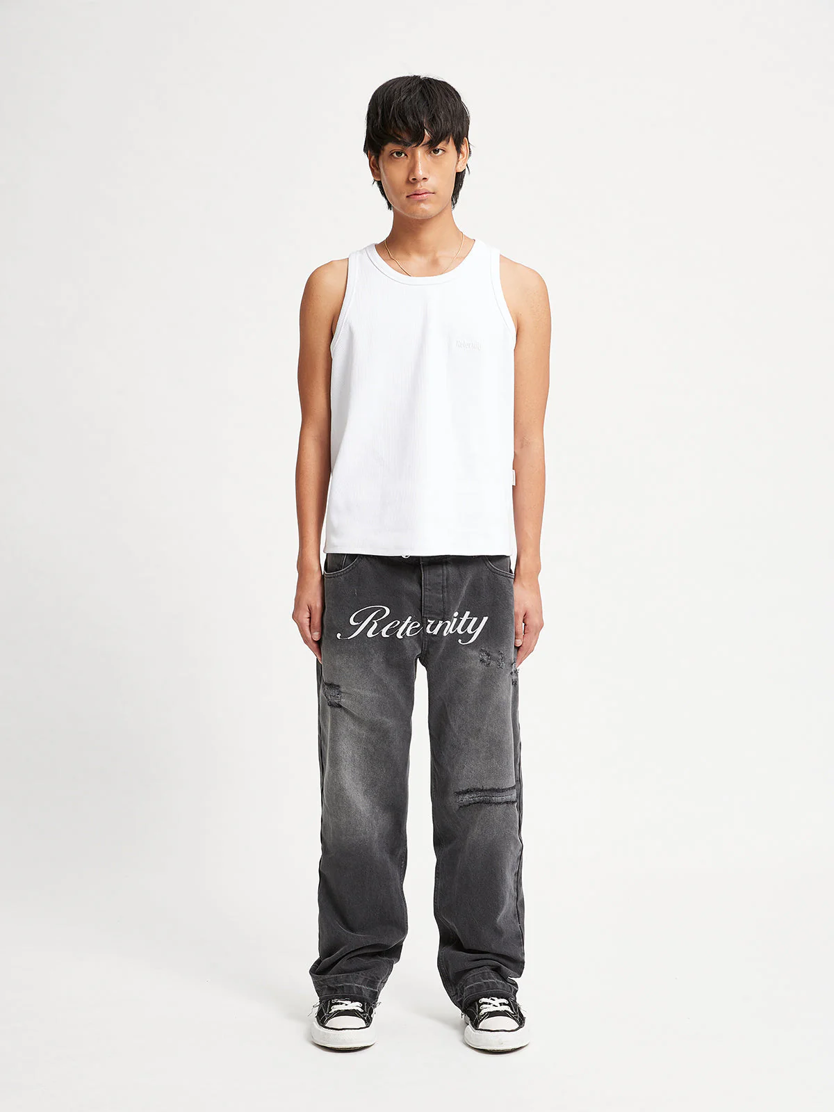 DENIM WITH APPLICATION - WASHED GREY - Image 6