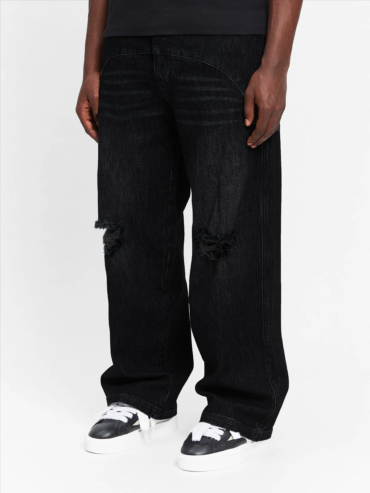 DESTROYED TROU DENIM - WASHED BLACK - Image 3