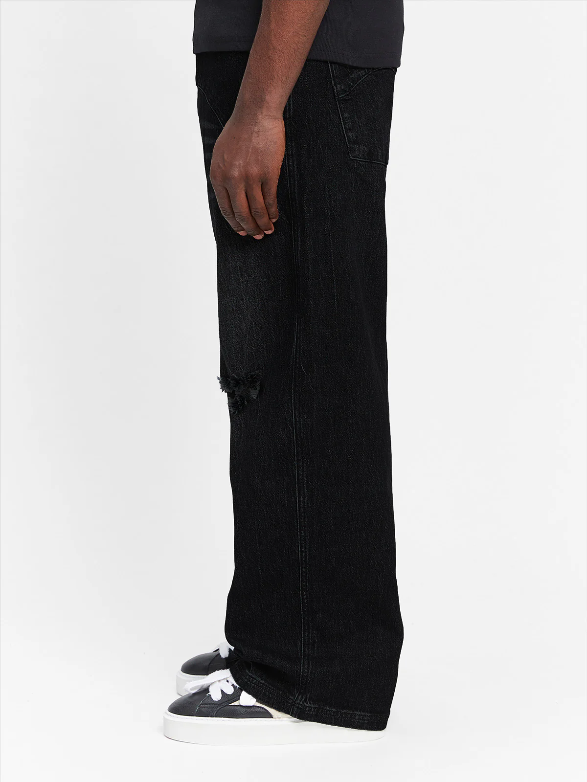 DESTROYED TROU DENIM - WASHED BLACK - Image 4