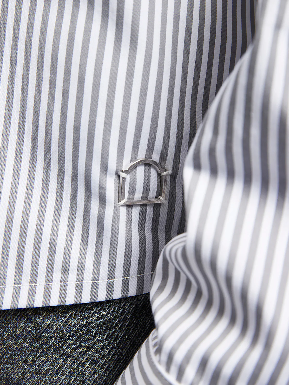 DOUBLE SLEEVE BUTTON SHIRT - WHITE/GREY - Image 7