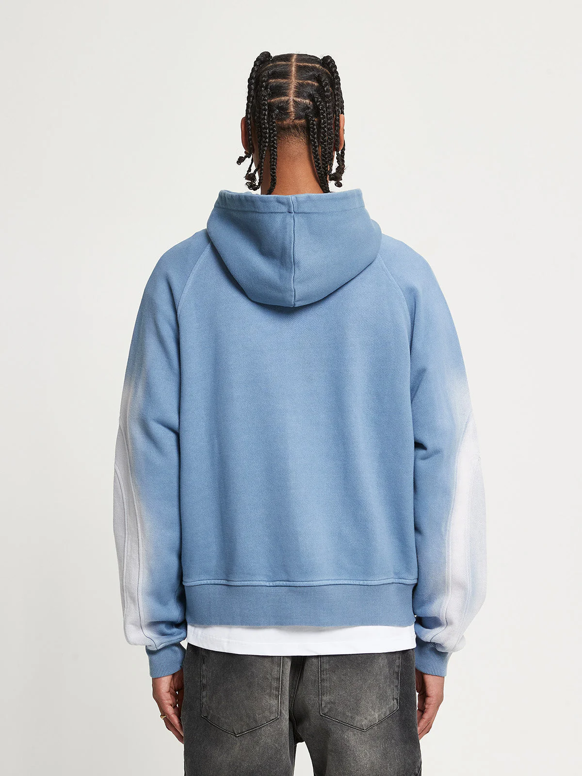 EMBROIDERED ZIP-HOODIE - FADED BLUE-GREY - Image 5