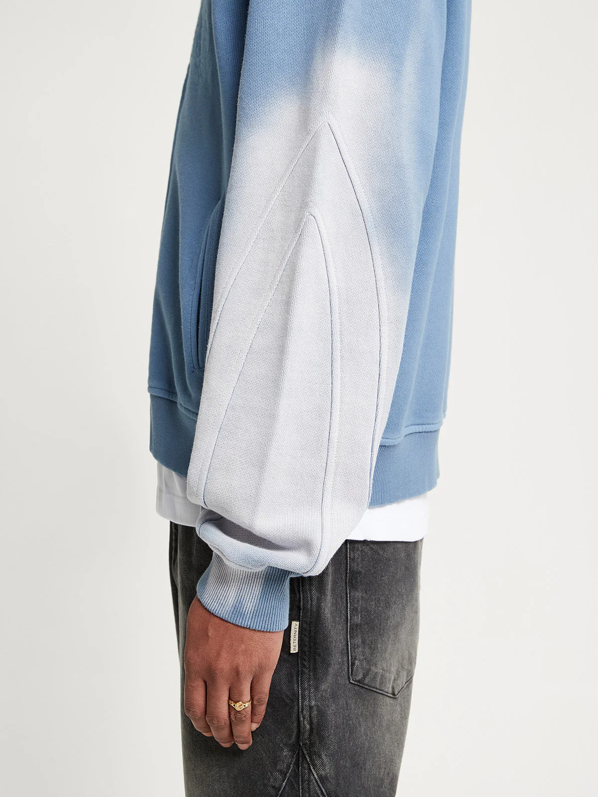 EMBROIDERED ZIP-HOODIE - FADED BLUE-GREY - Image 7