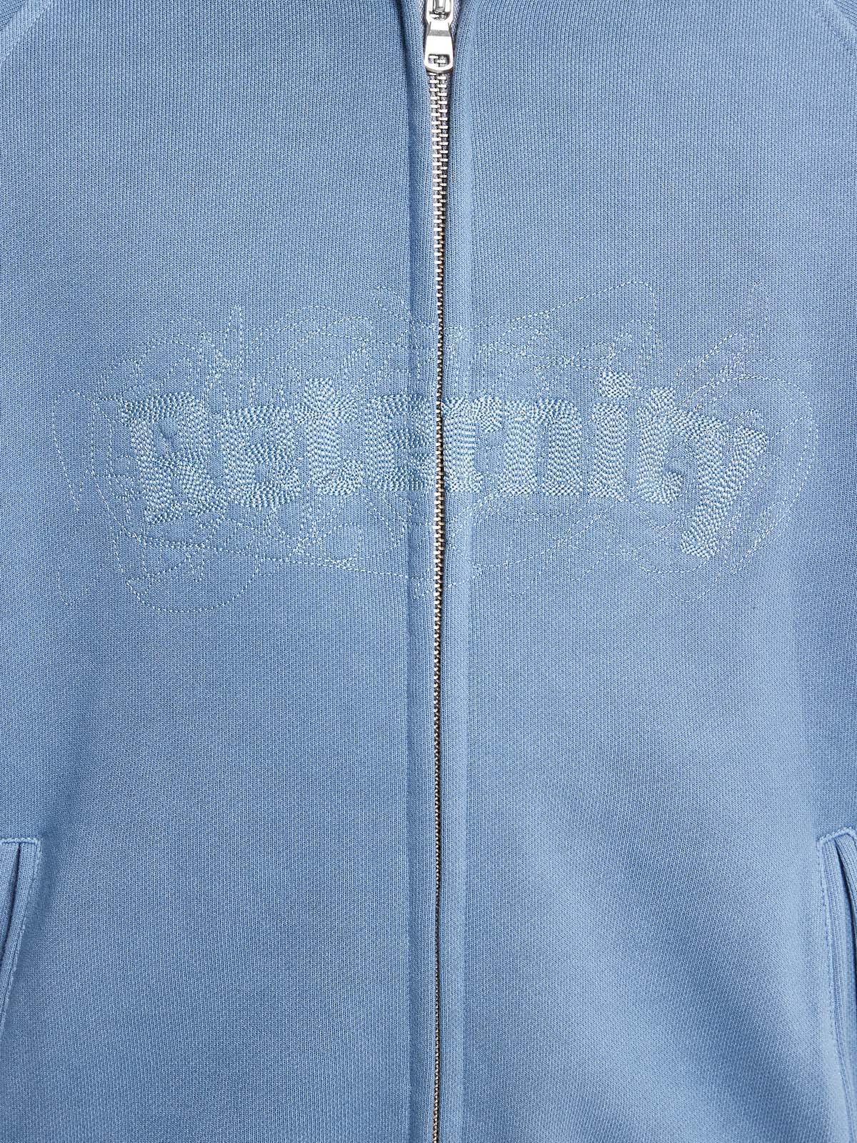 EMBROIDERED ZIP-HOODIE - FADED BLUE-GREY - Image 9