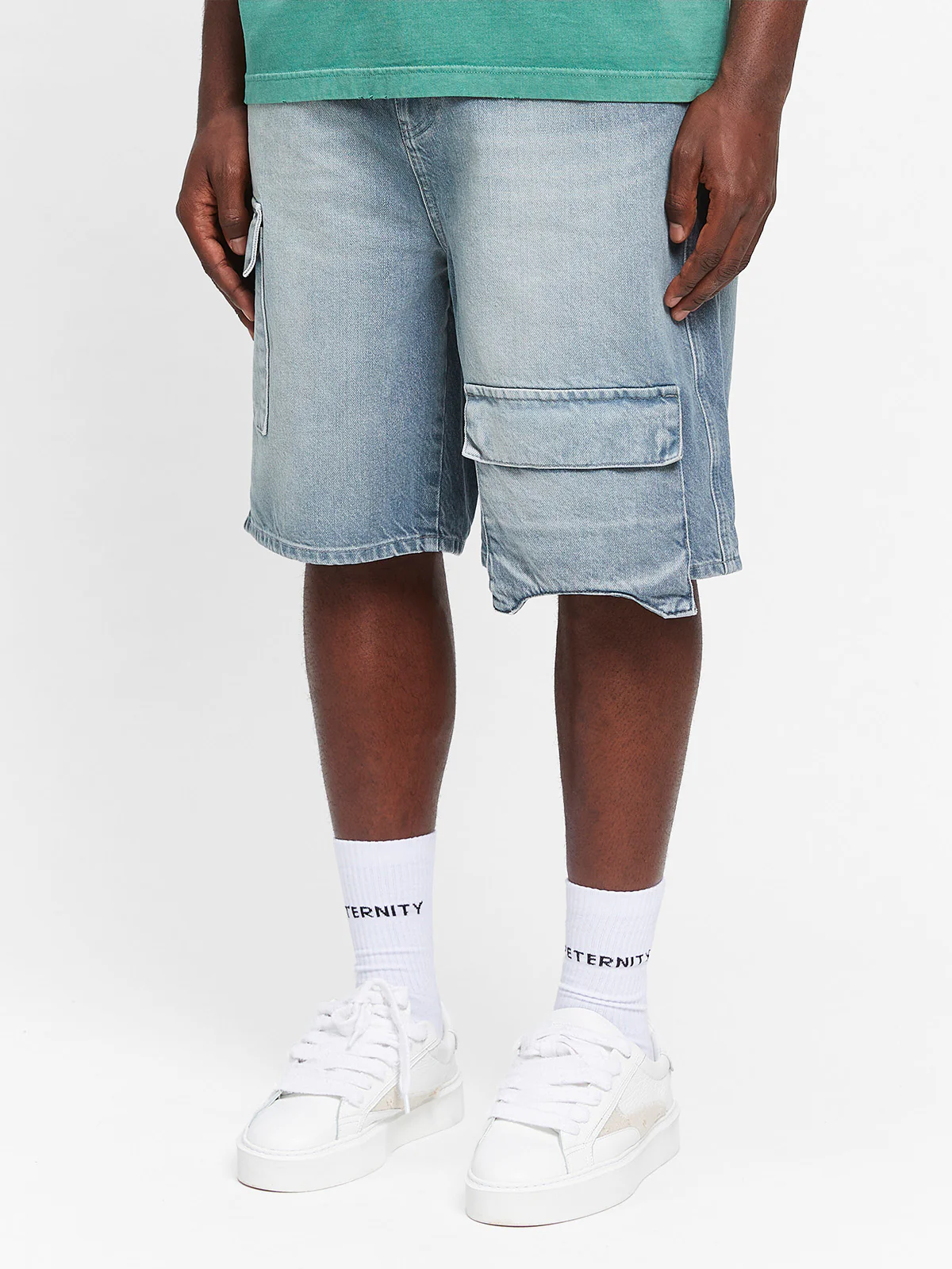 ESSENTIAL DENIM CARGO - WASHED BLUE - Image 4