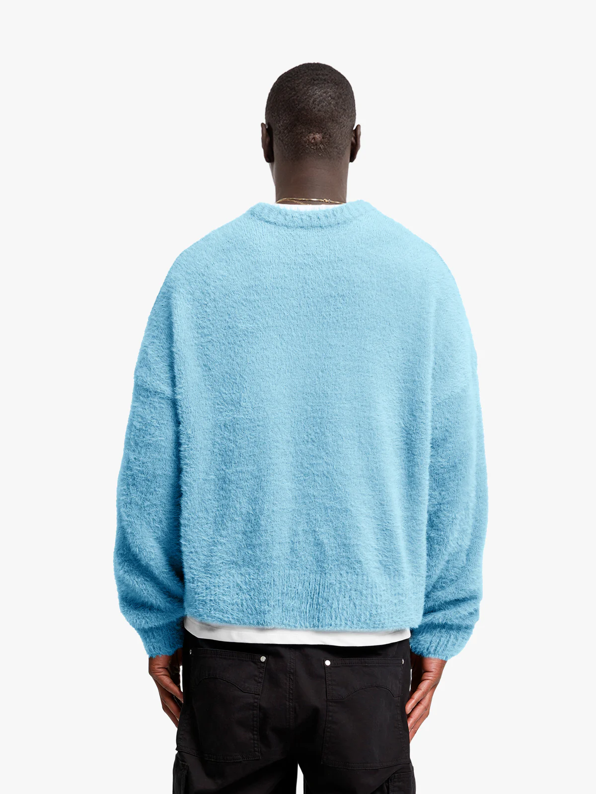 ESSENTIAL FURRY KNIT CARDIGAN - LIGHT BLUE - Image 5