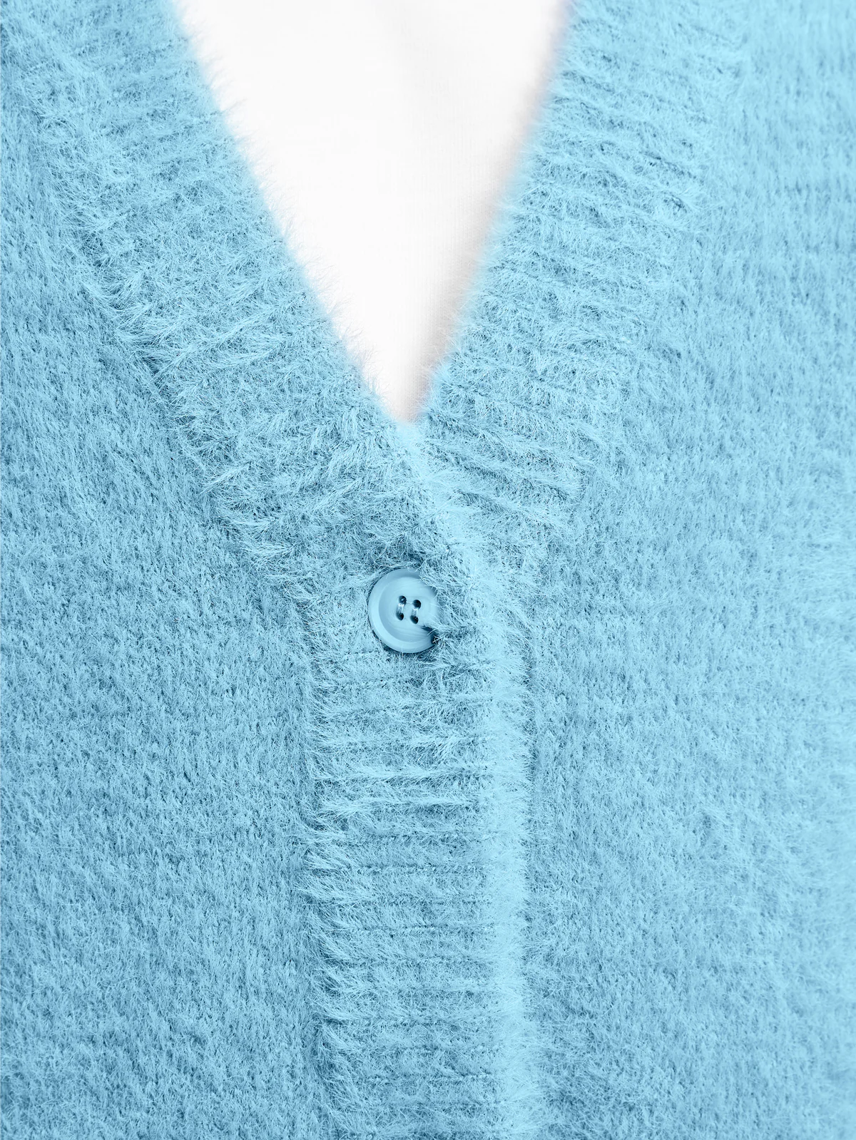 ESSENTIAL FURRY KNIT CARDIGAN - LIGHT BLUE - Image 8