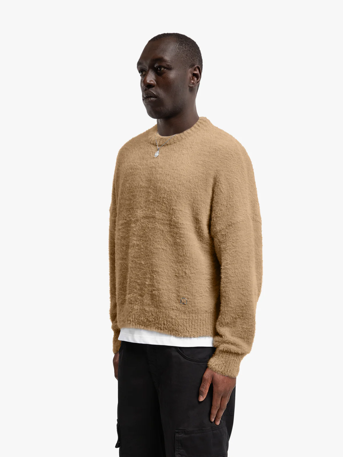 ESSENTIAL FURRY KNIT SWEATER - BEIGE - Image 3