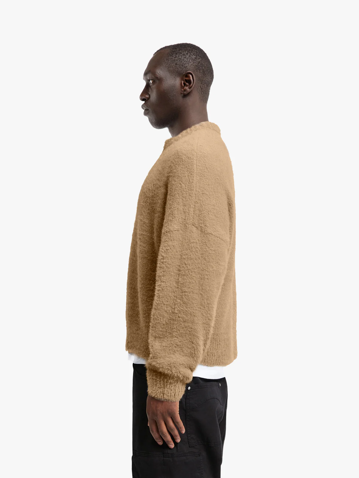 ESSENTIAL FURRY KNIT SWEATER - BEIGE - Image 4
