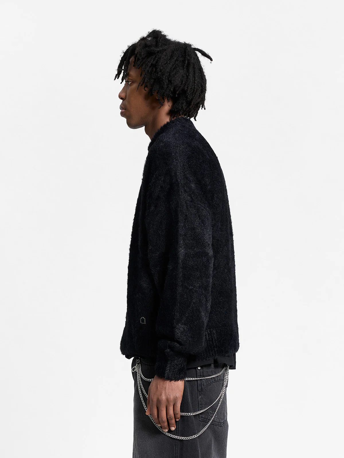 ESSENTIAL FURRY KNIT SWEATER - BLACK - Image 4