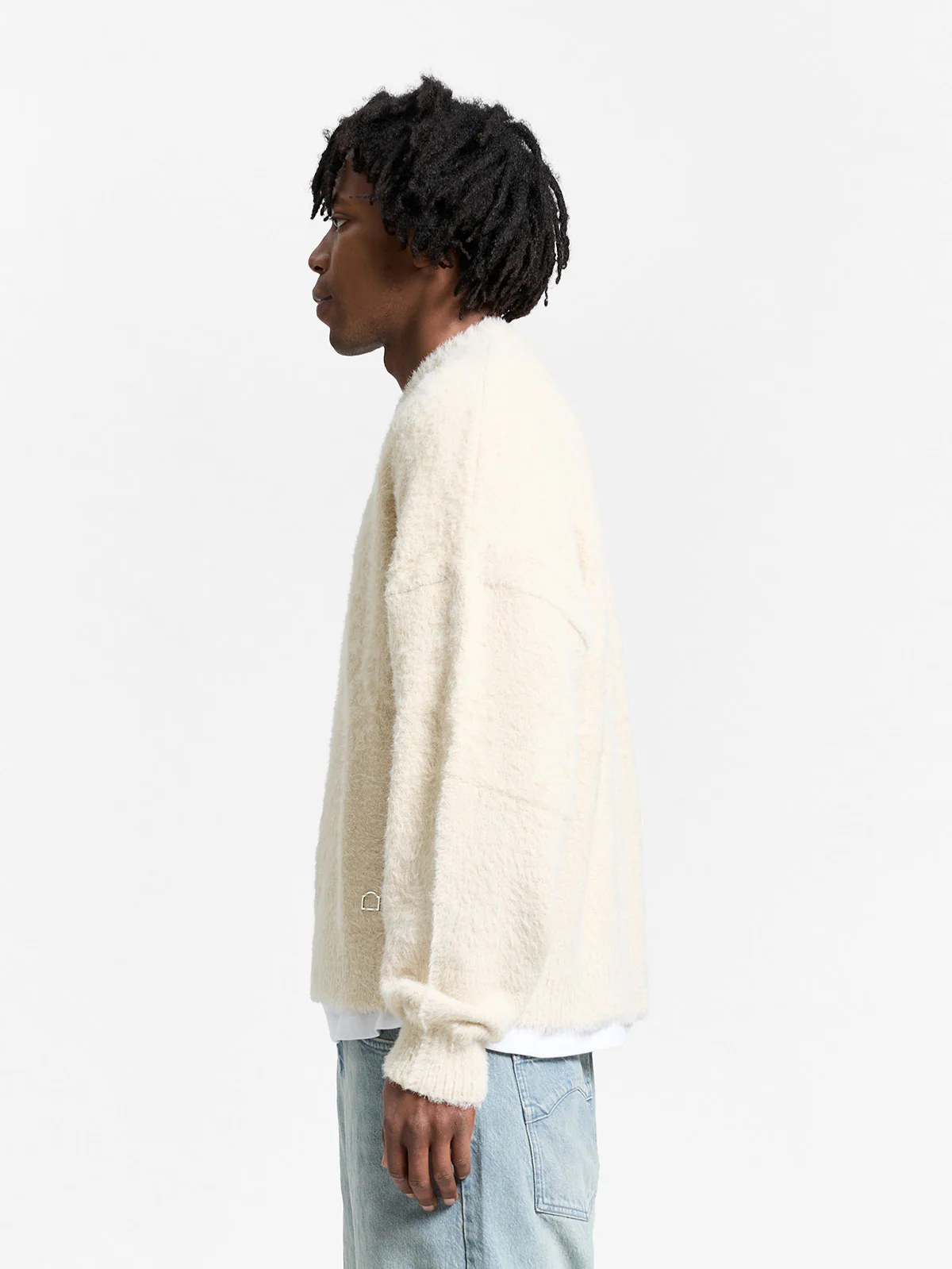 ESSENTIAL FURRY KNIT SWEATER - CREAM - Image 4