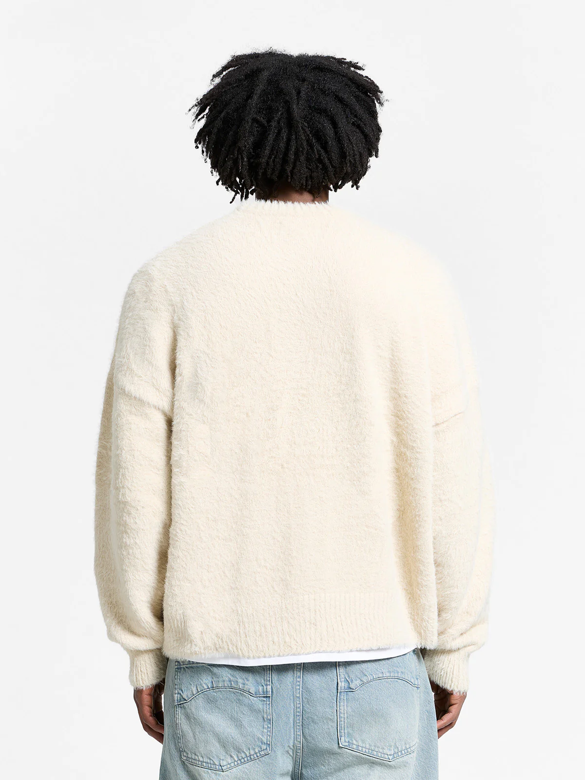 ESSENTIAL FURRY KNIT SWEATER - CREAM - Image 5