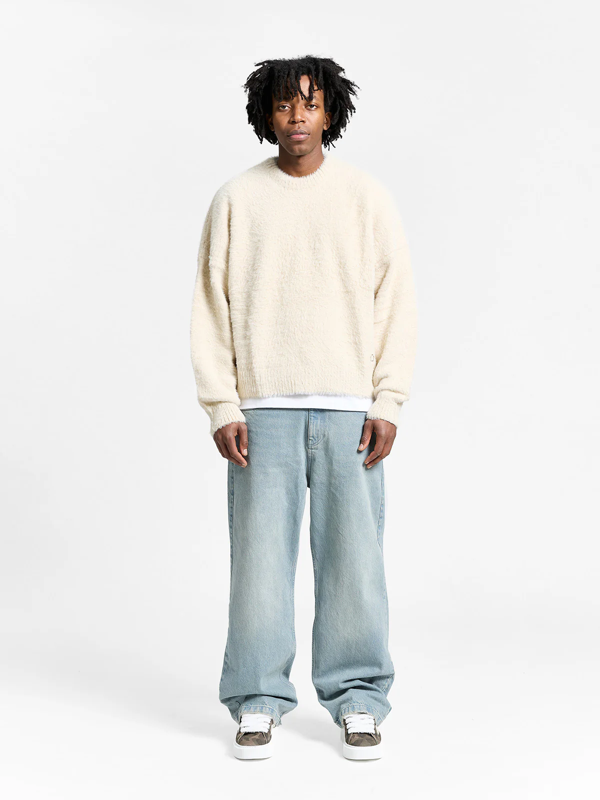 ESSENTIAL FURRY KNIT SWEATER - CREAM - Image 6