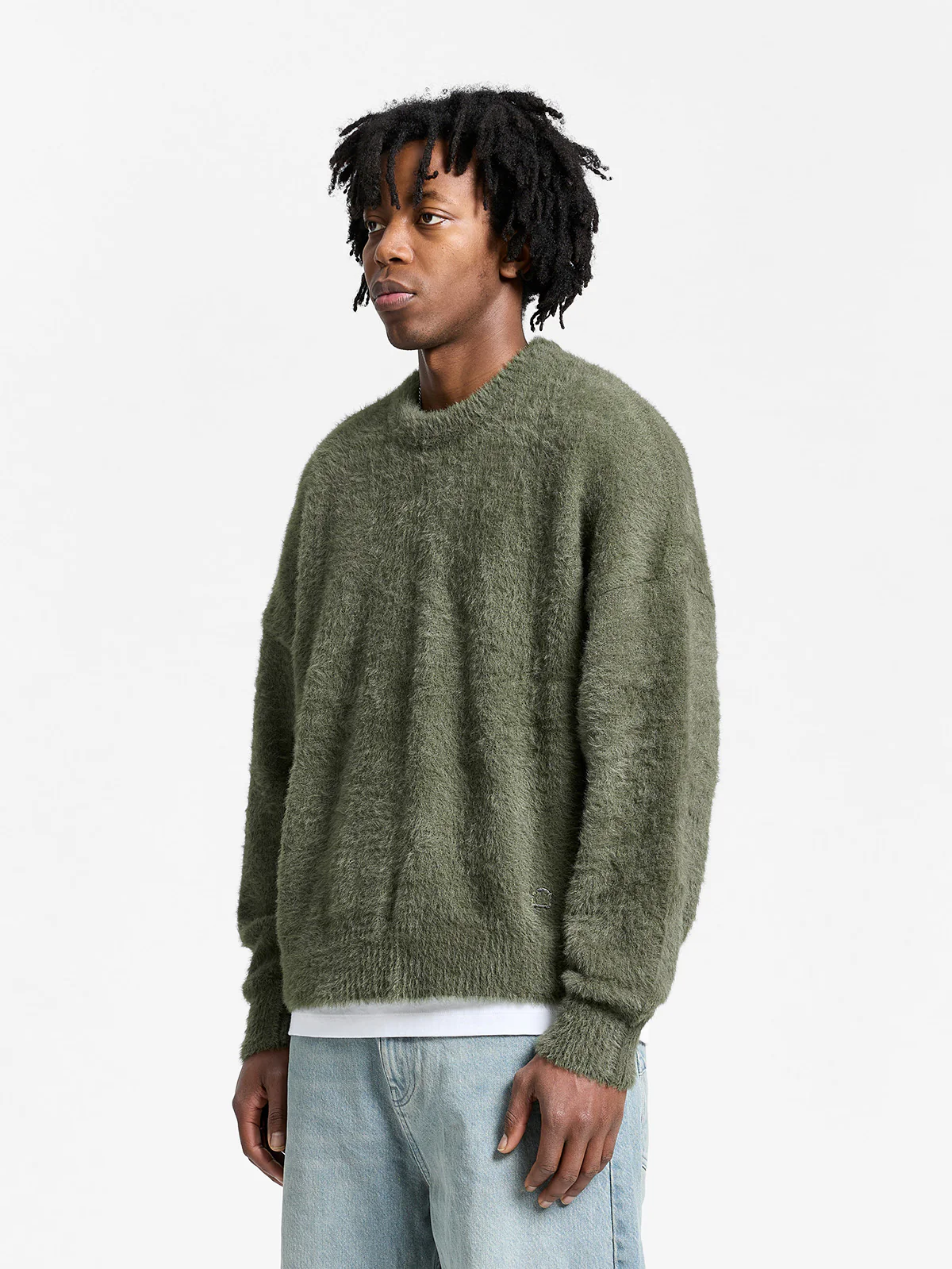 ESSENTIAL FURRY KNIT SWEATER - DARKGREEN - Image 3