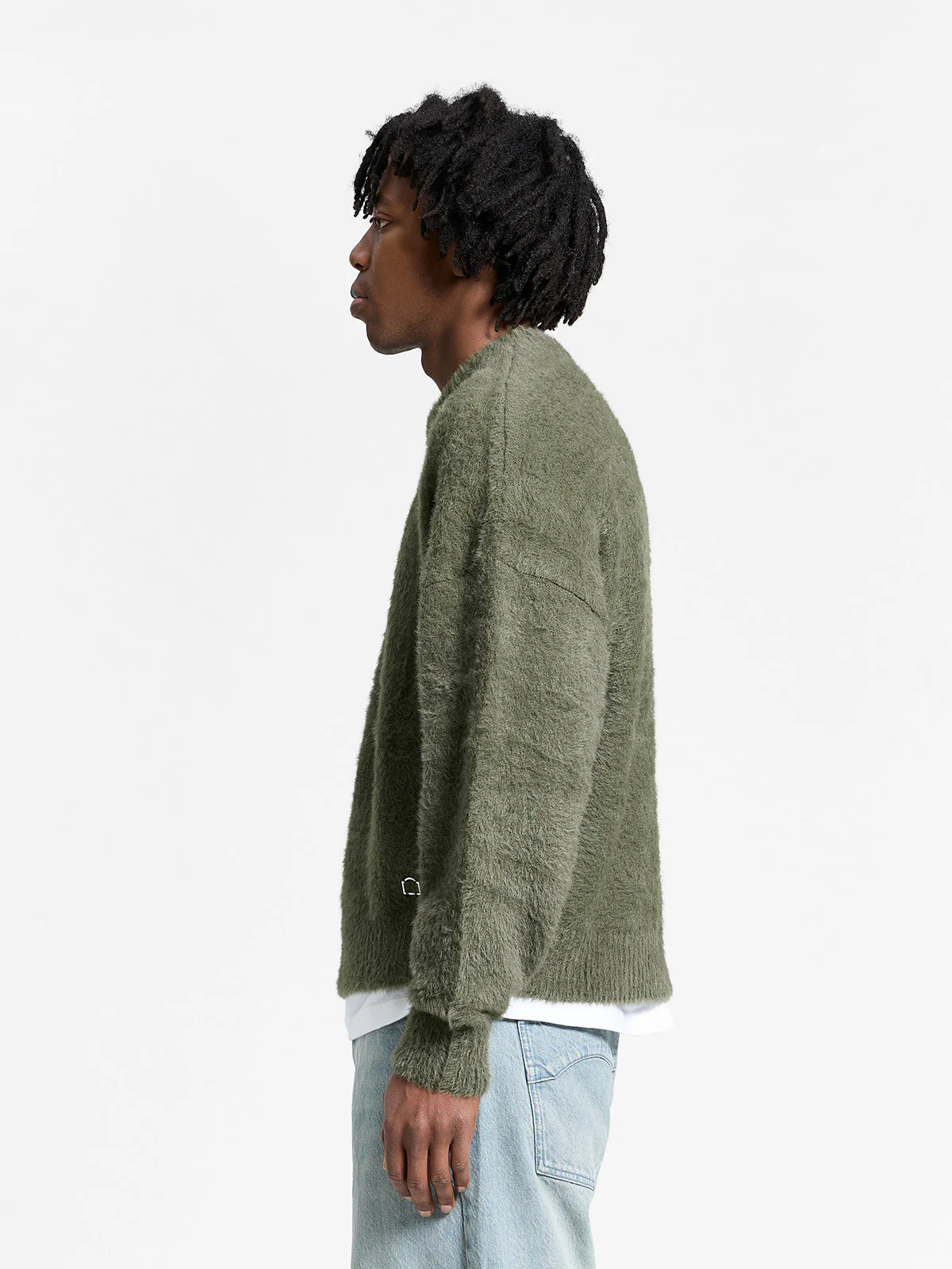 ESSENTIAL FURRY KNIT SWEATER - DARKGREEN - Image 4