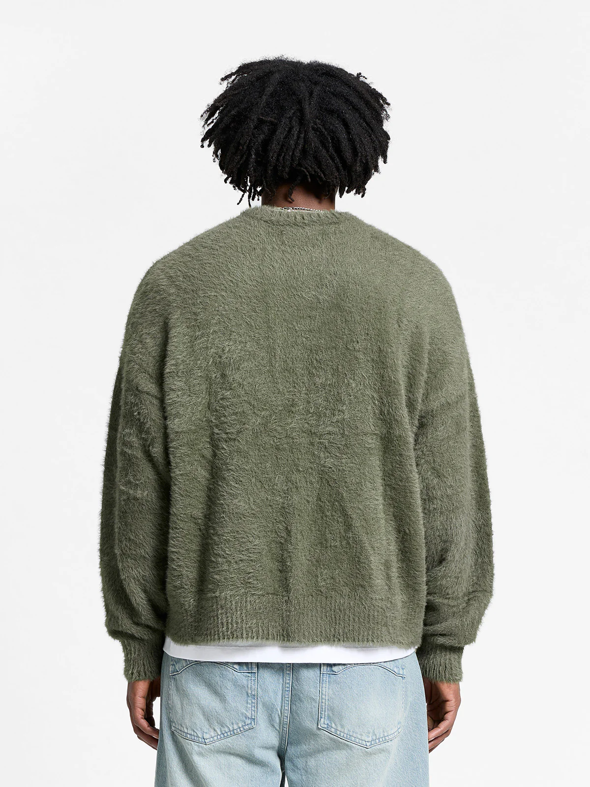 ESSENTIAL FURRY KNIT SWEATER - DARKGREEN - Image 5