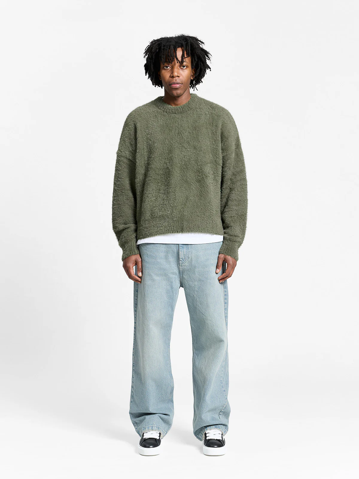 ESSENTIAL FURRY KNIT SWEATER - DARKGREEN - Image 6