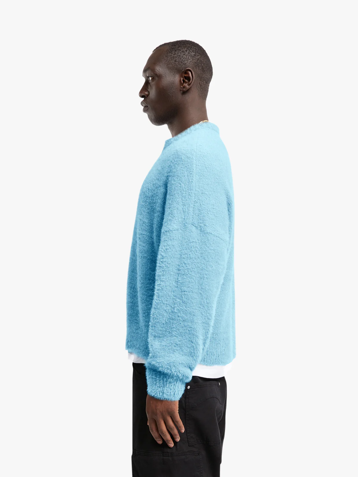 ESSENTIAL FURRY KNIT SWEATER - LIGHT BLUE - Image 4
