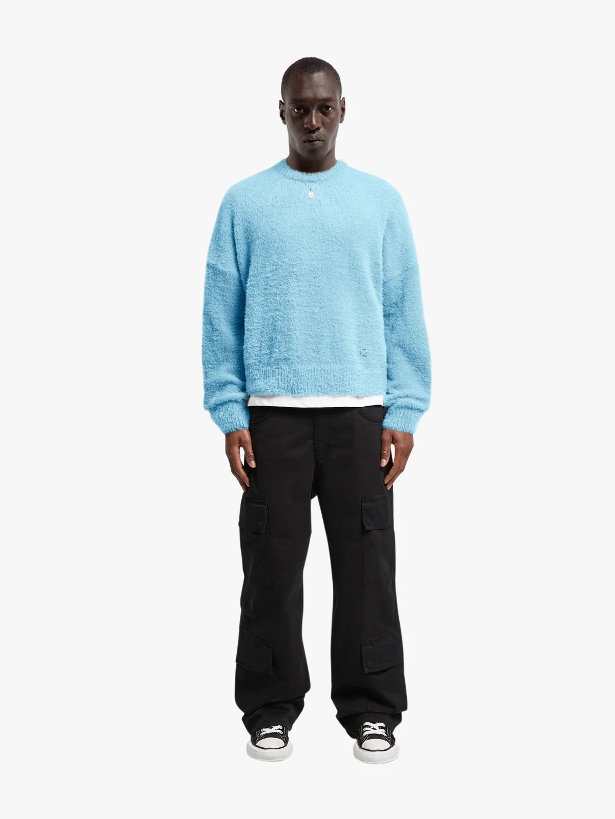 ESSENTIAL FURRY KNIT SWEATER - LIGHT BLUE - Image 6