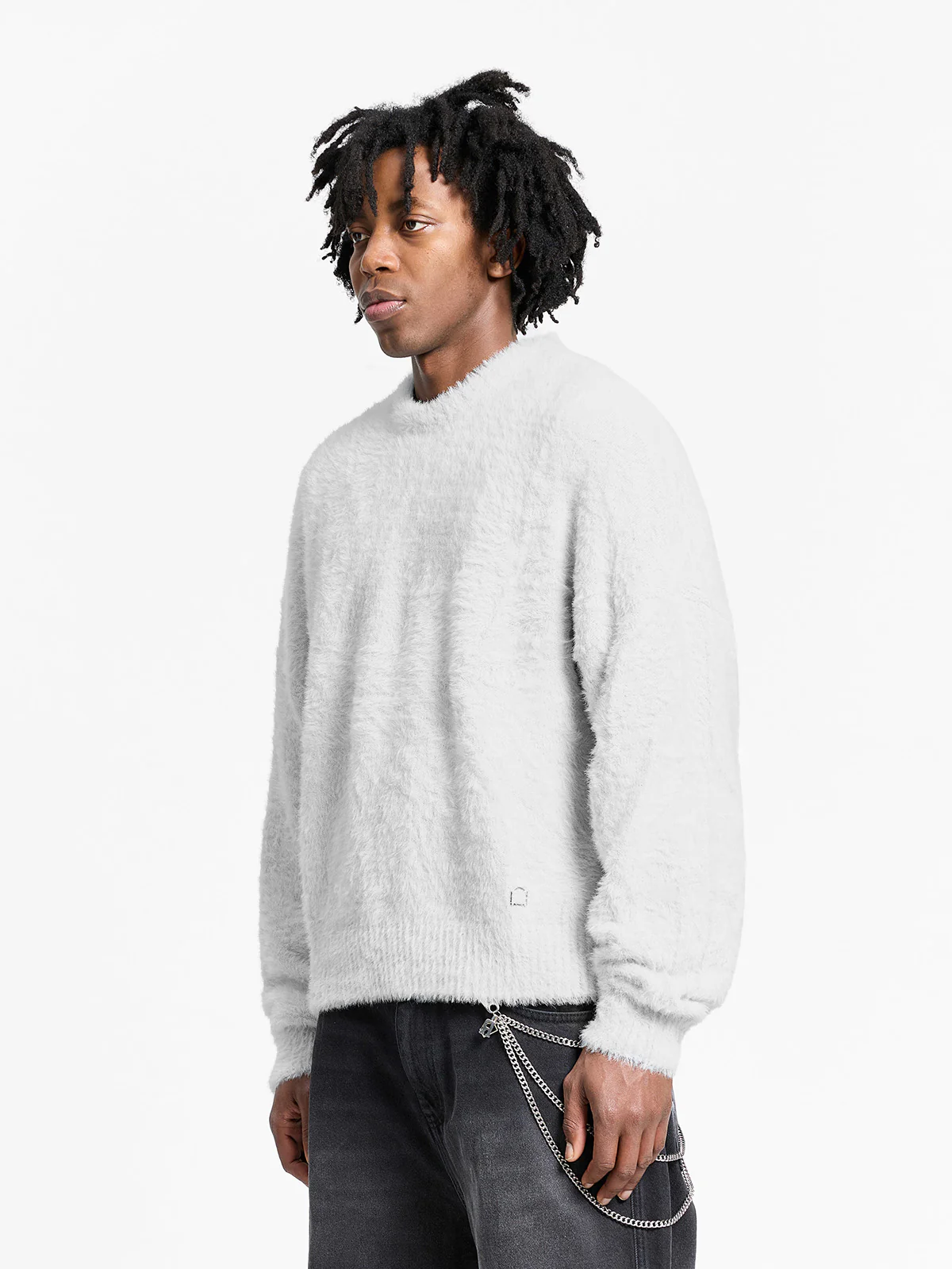 ESSENTIAL FURRY KNIT SWEATER - LIGHT GREY - Image 3