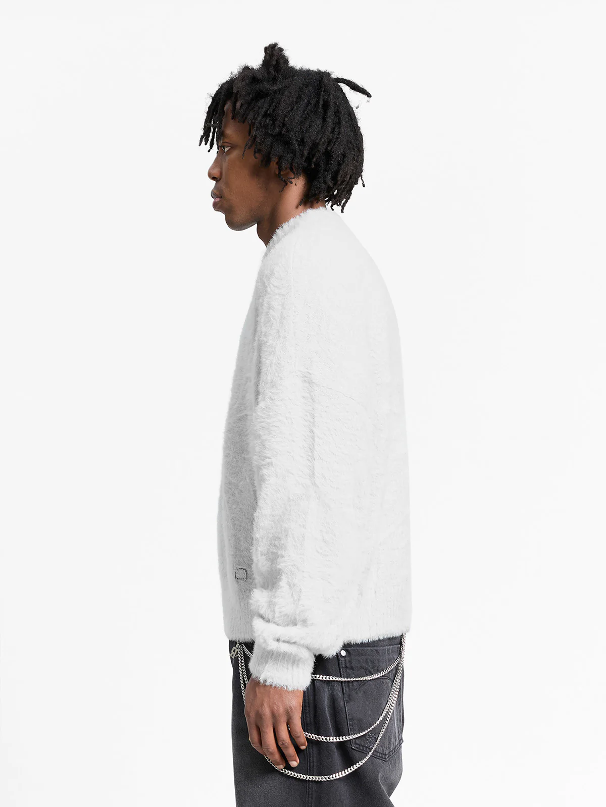ESSENTIAL FURRY KNIT SWEATER - LIGHT GREY - Image 4