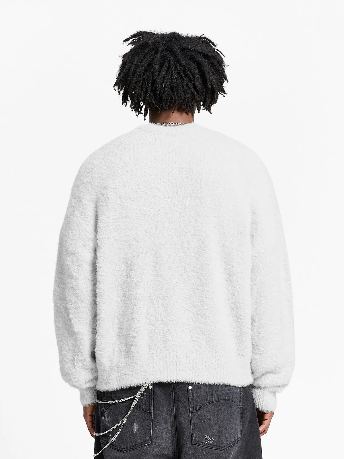 ESSENTIAL FURRY KNIT SWEATER - LIGHT GREY - Image 5