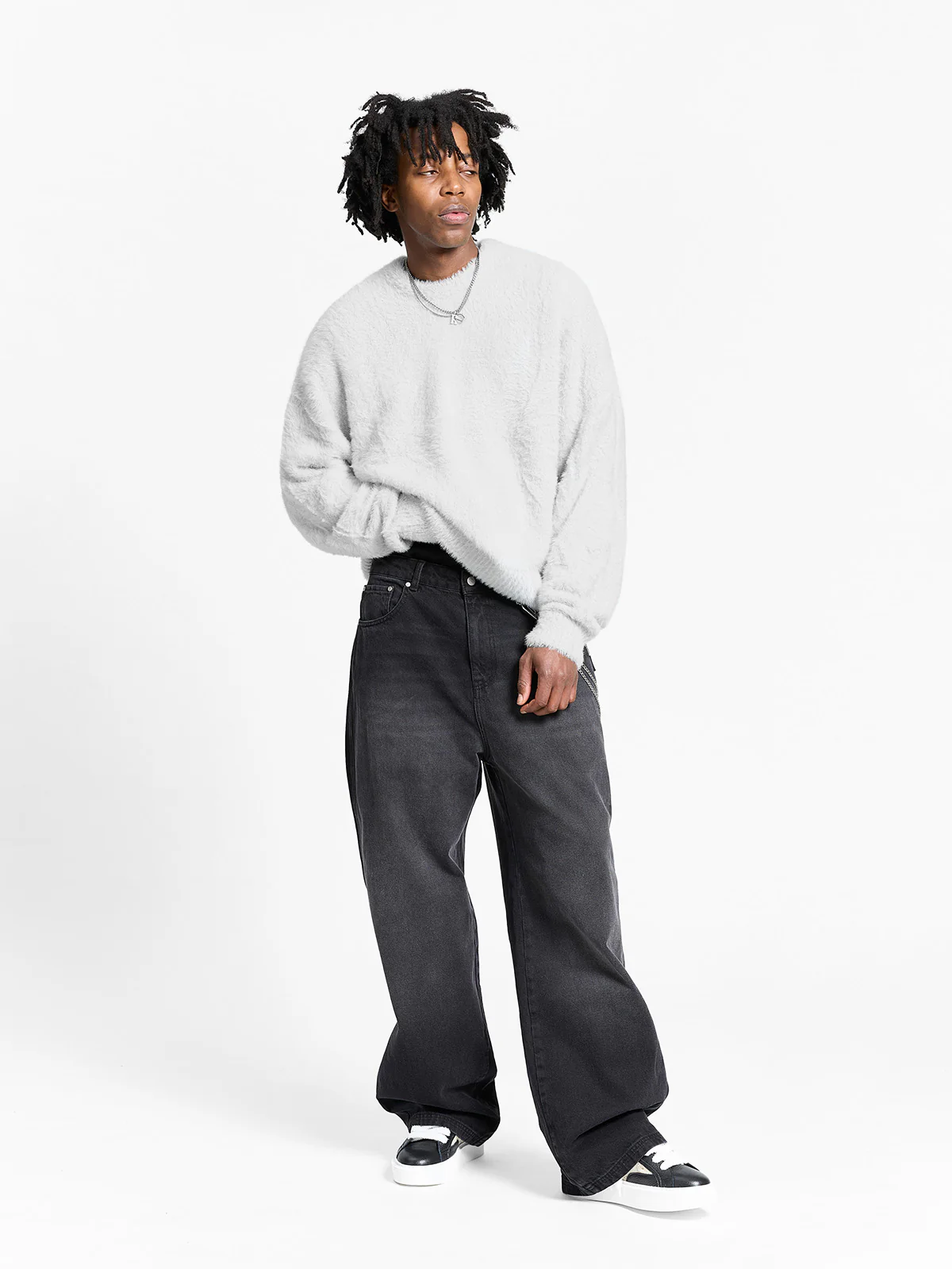 ESSENTIAL FURRY KNIT SWEATER - LIGHT GREY - Image 6