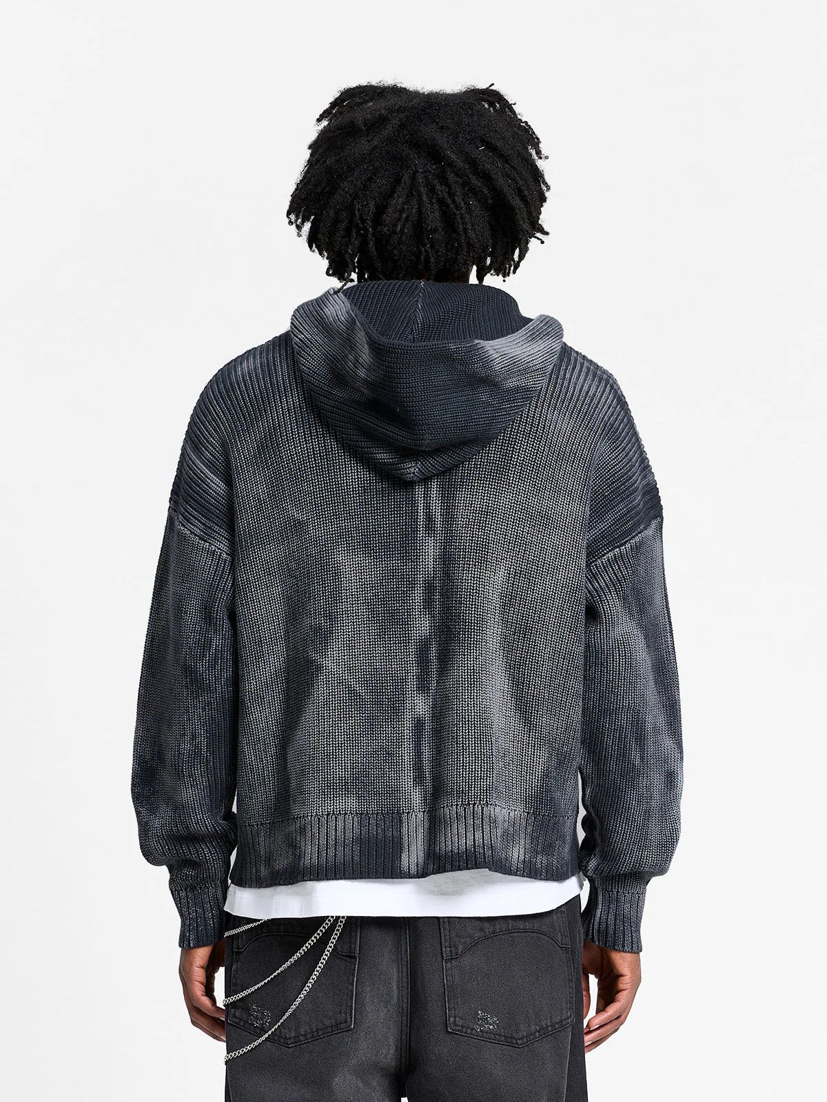 ESSENTIAL KNIT ZIP-HOODIE - ACID BLACK - Image 5