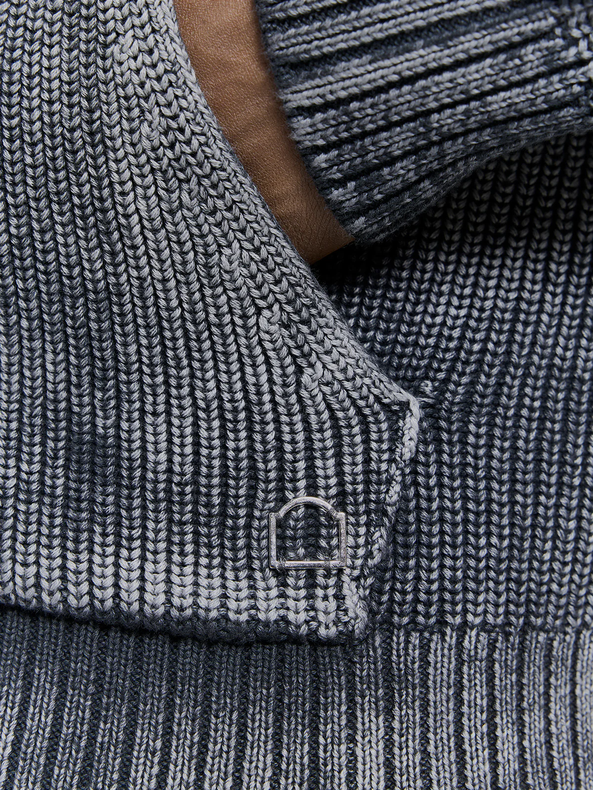 ESSENTIAL KNIT ZIP-HOODIE - ACID BLACK - Image 7