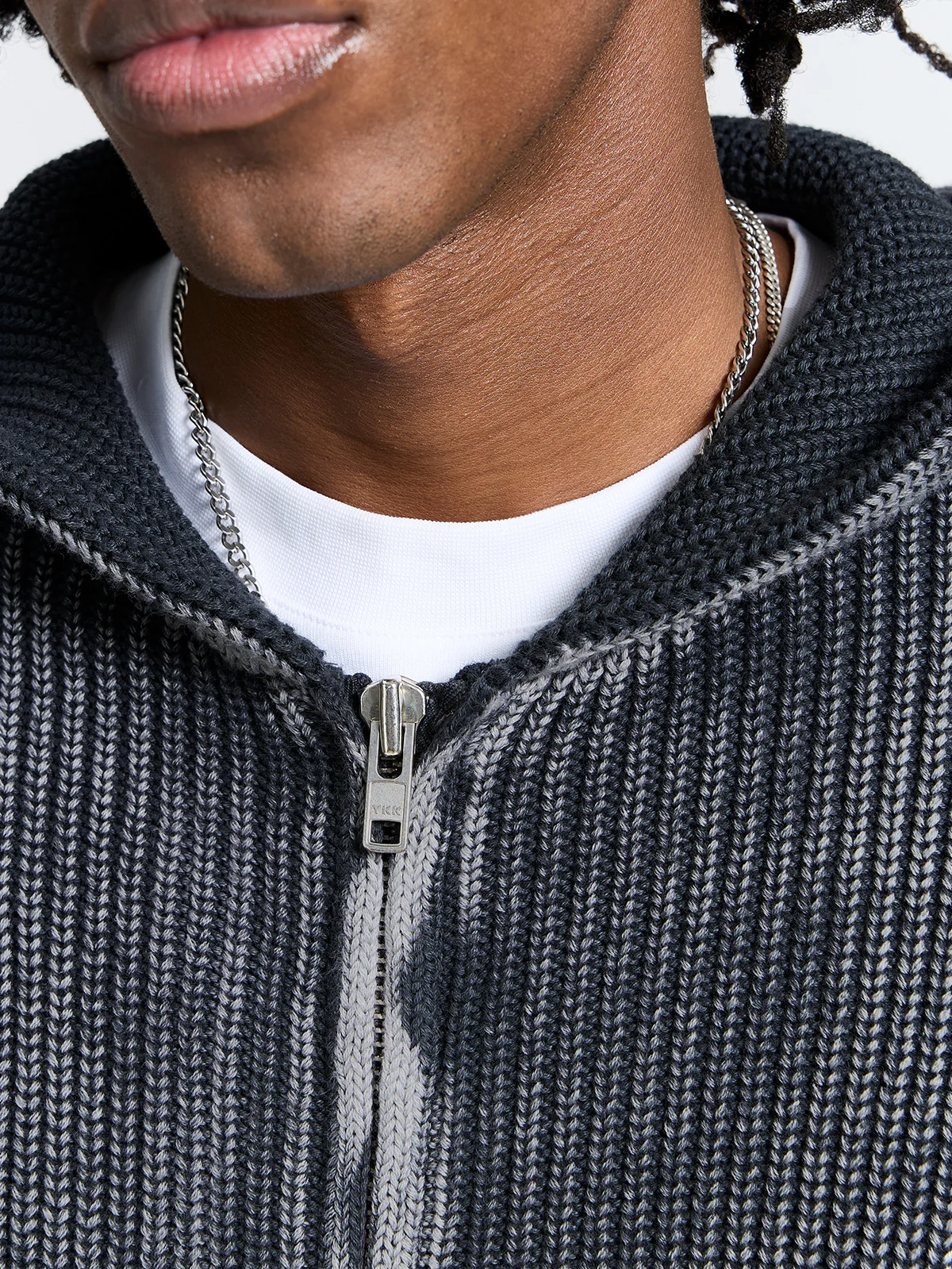 ESSENTIAL KNIT ZIP-HOODIE - ACID BLACK - Image 8