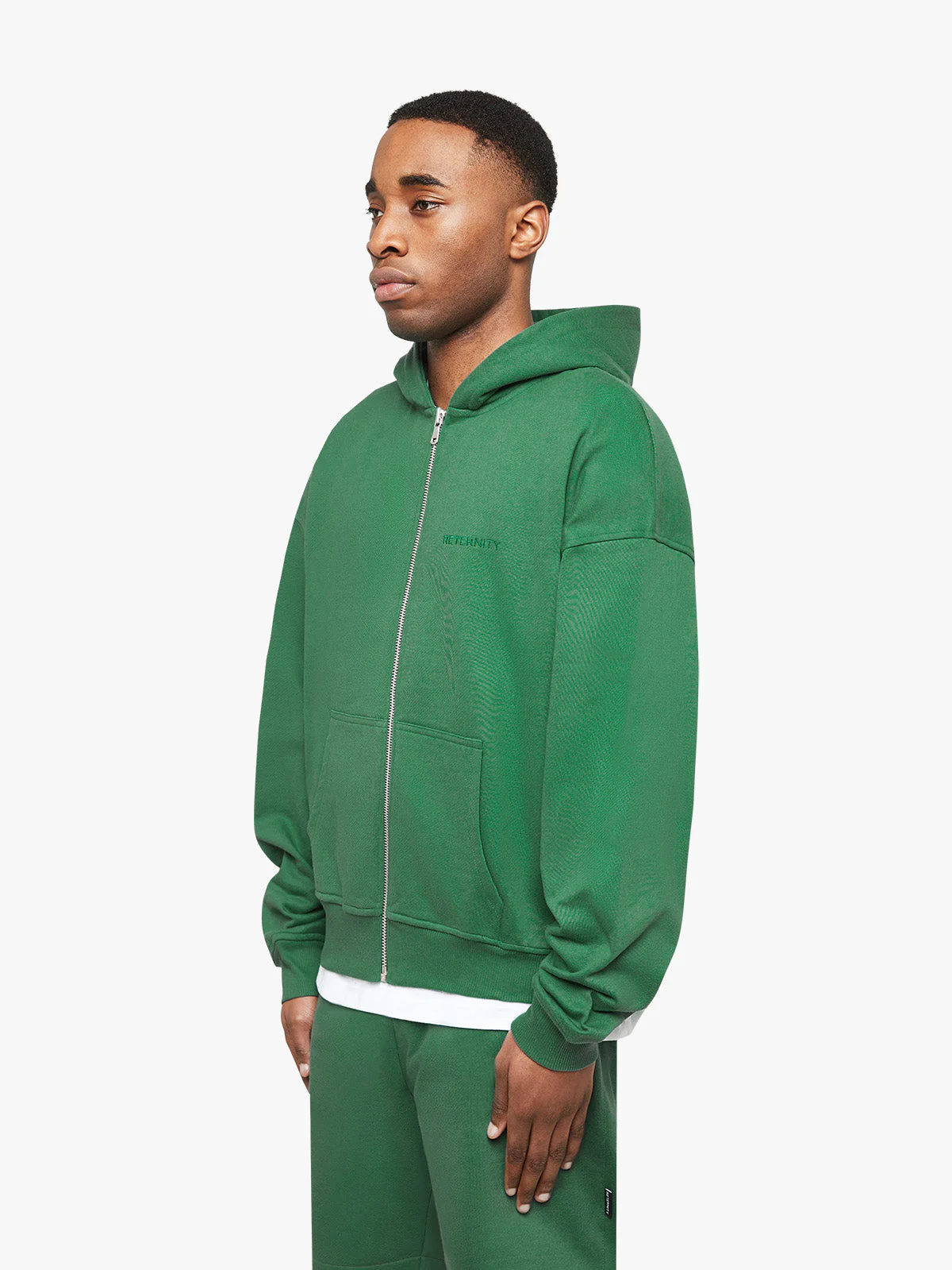 ESSENTIAL ZIP HOODIE - GREEN - Image 3