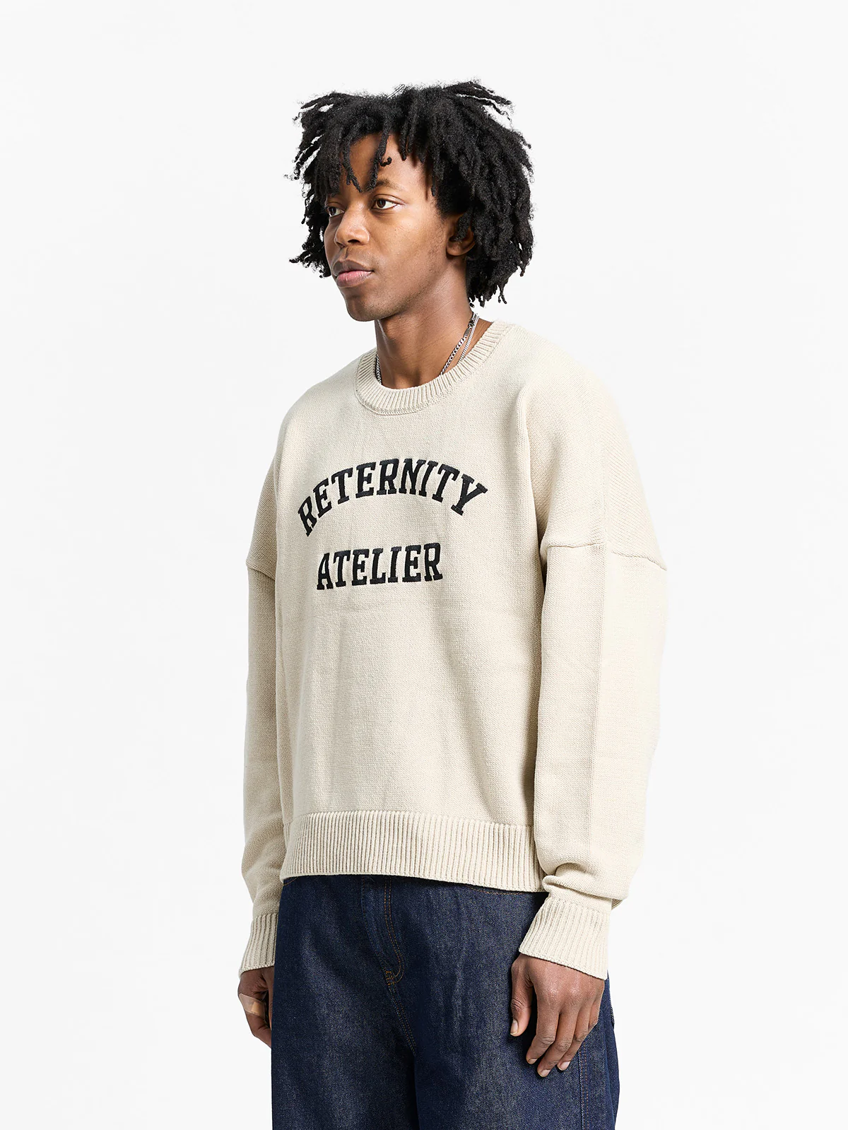 ÉVÉNIE LOGO KNIT SWEATER - CREAM - Image 3