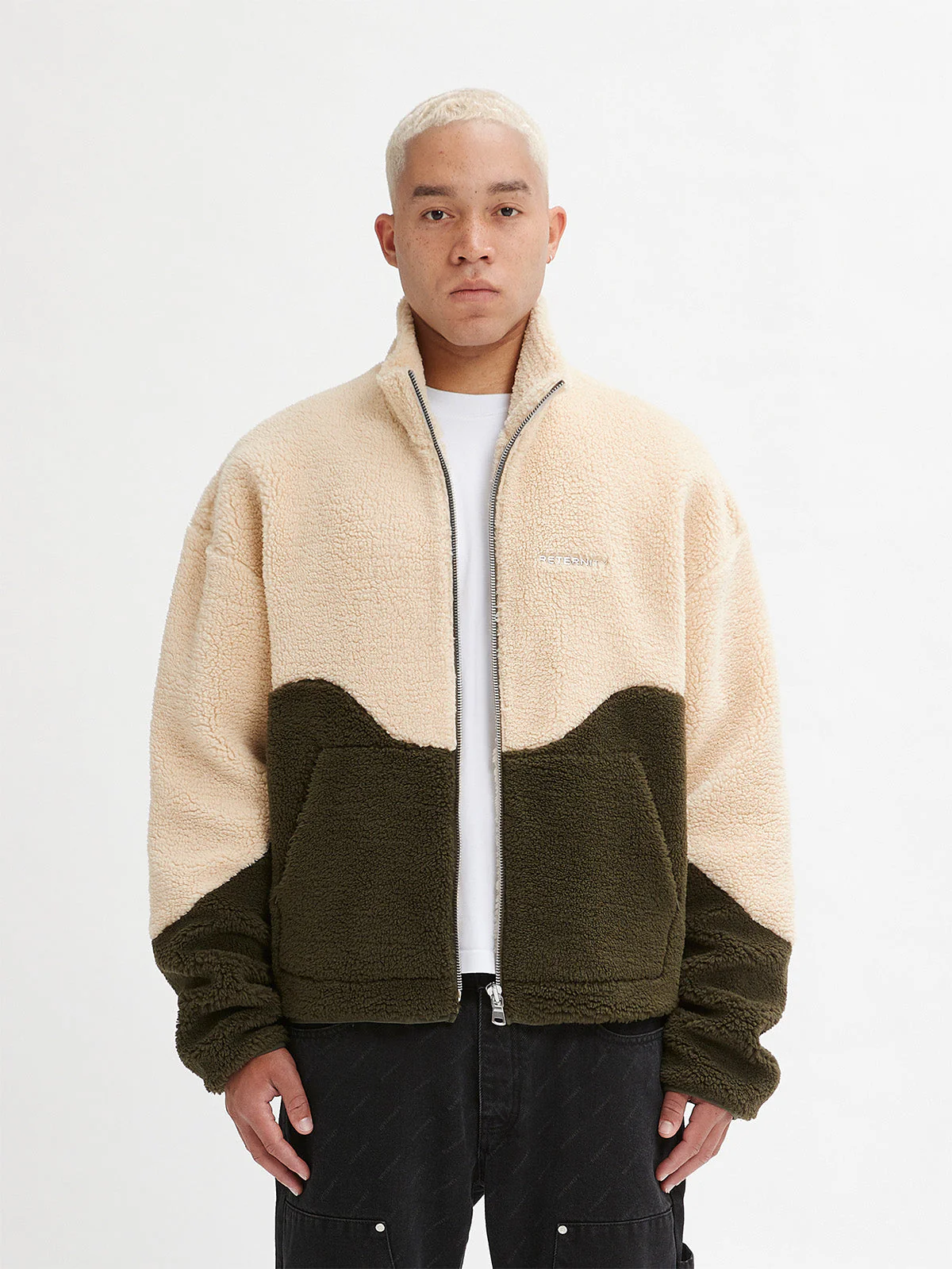 FLEECE JACKET - CREAM/OLIV - Image 2