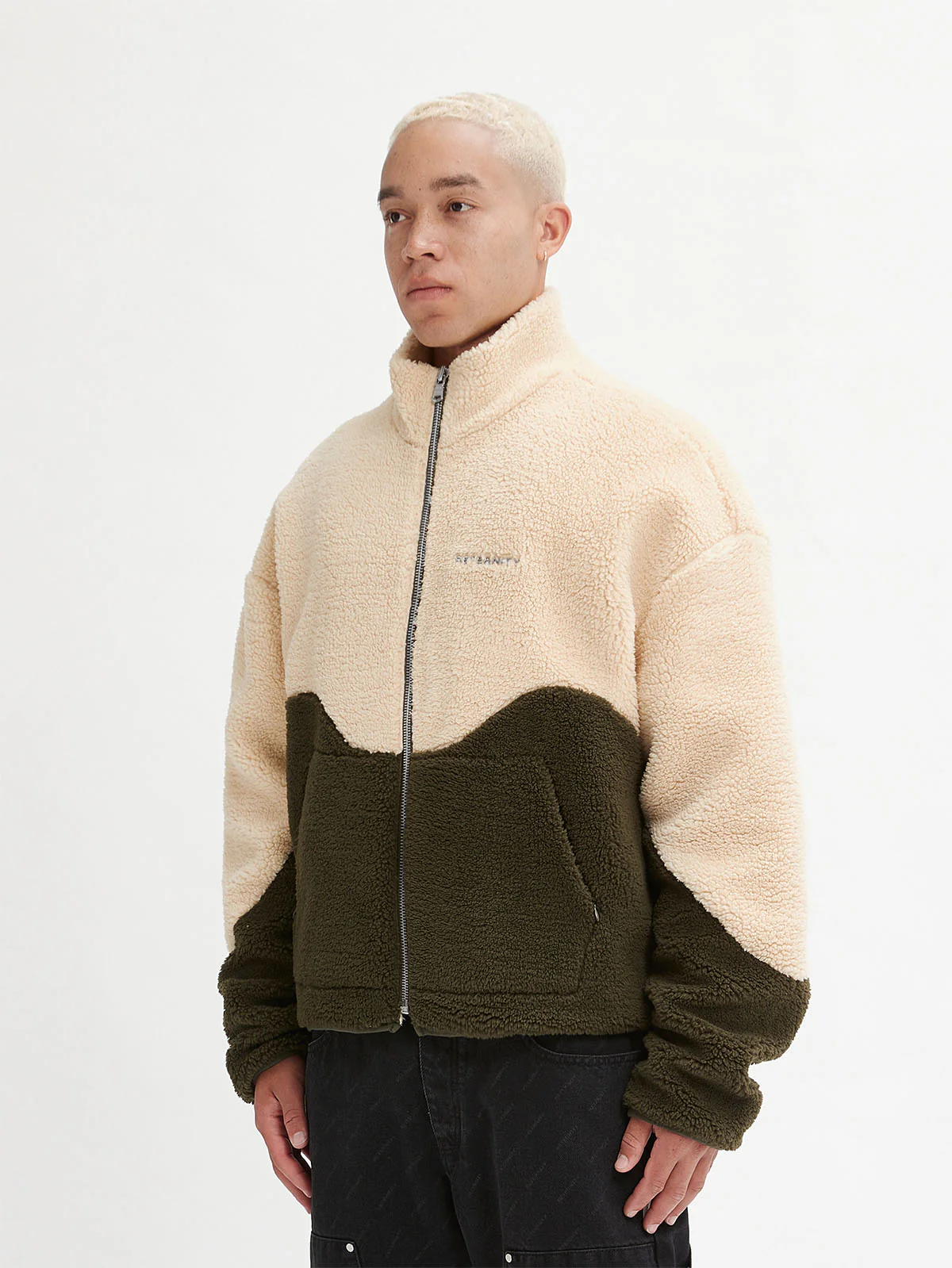 FLEECE JACKET - CREAM/OLIV - Image 3