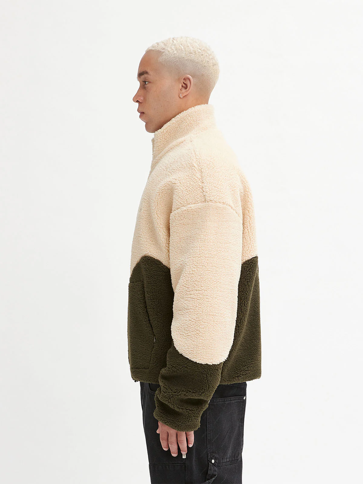 FLEECE JACKET - CREAM/OLIV - Image 4