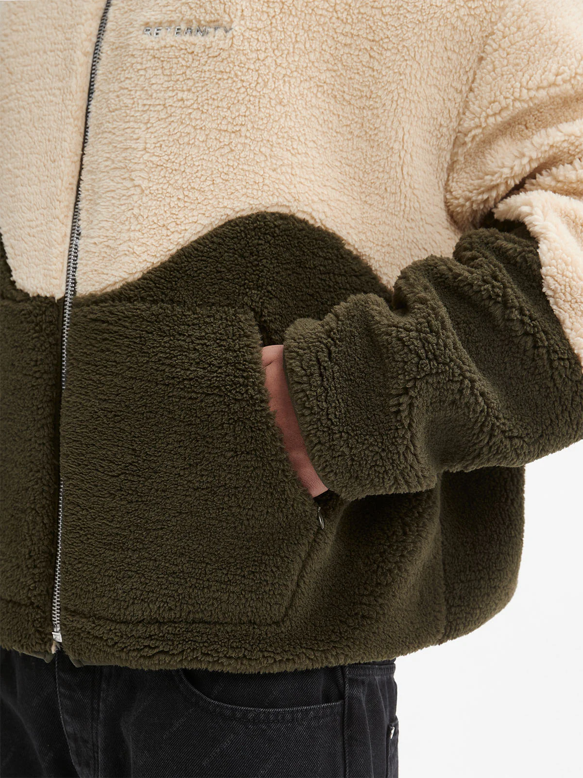 FLEECE JACKET - CREAM/OLIV - Image 8