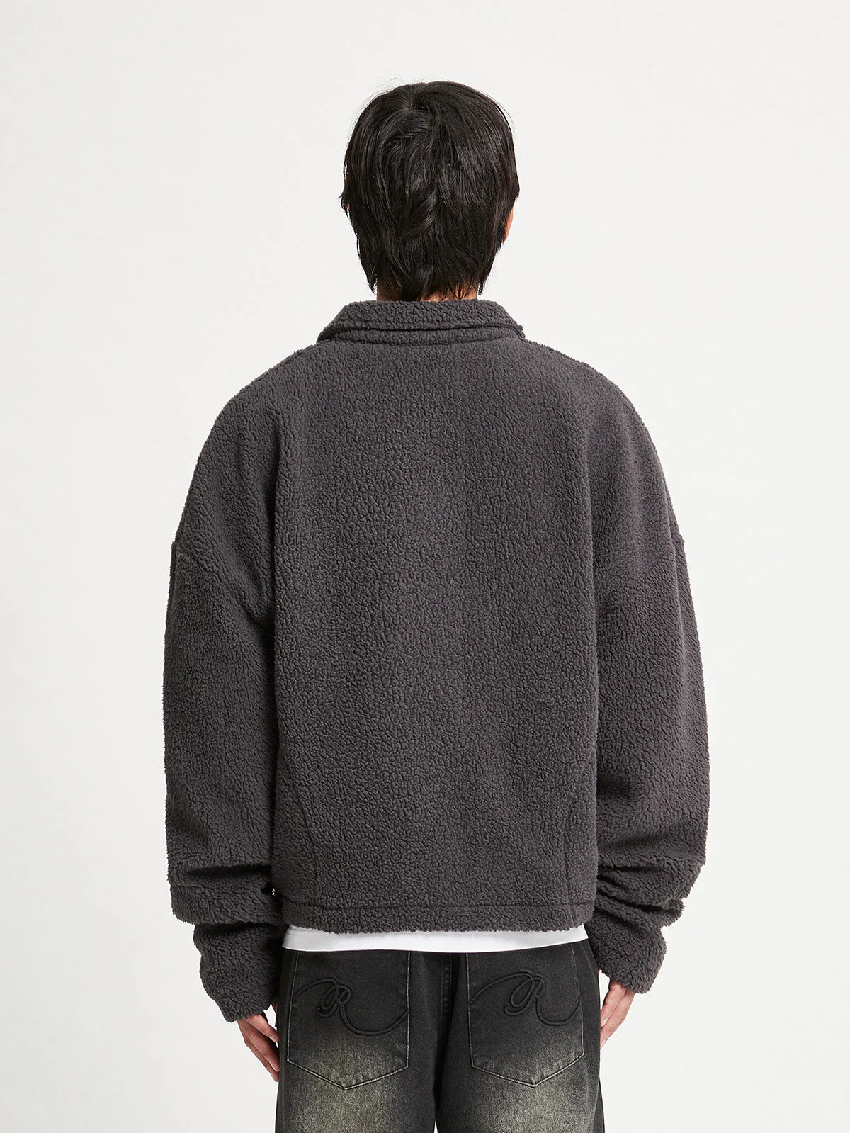 FLEECE POLO SWEATER - DARKGREY - Image 5