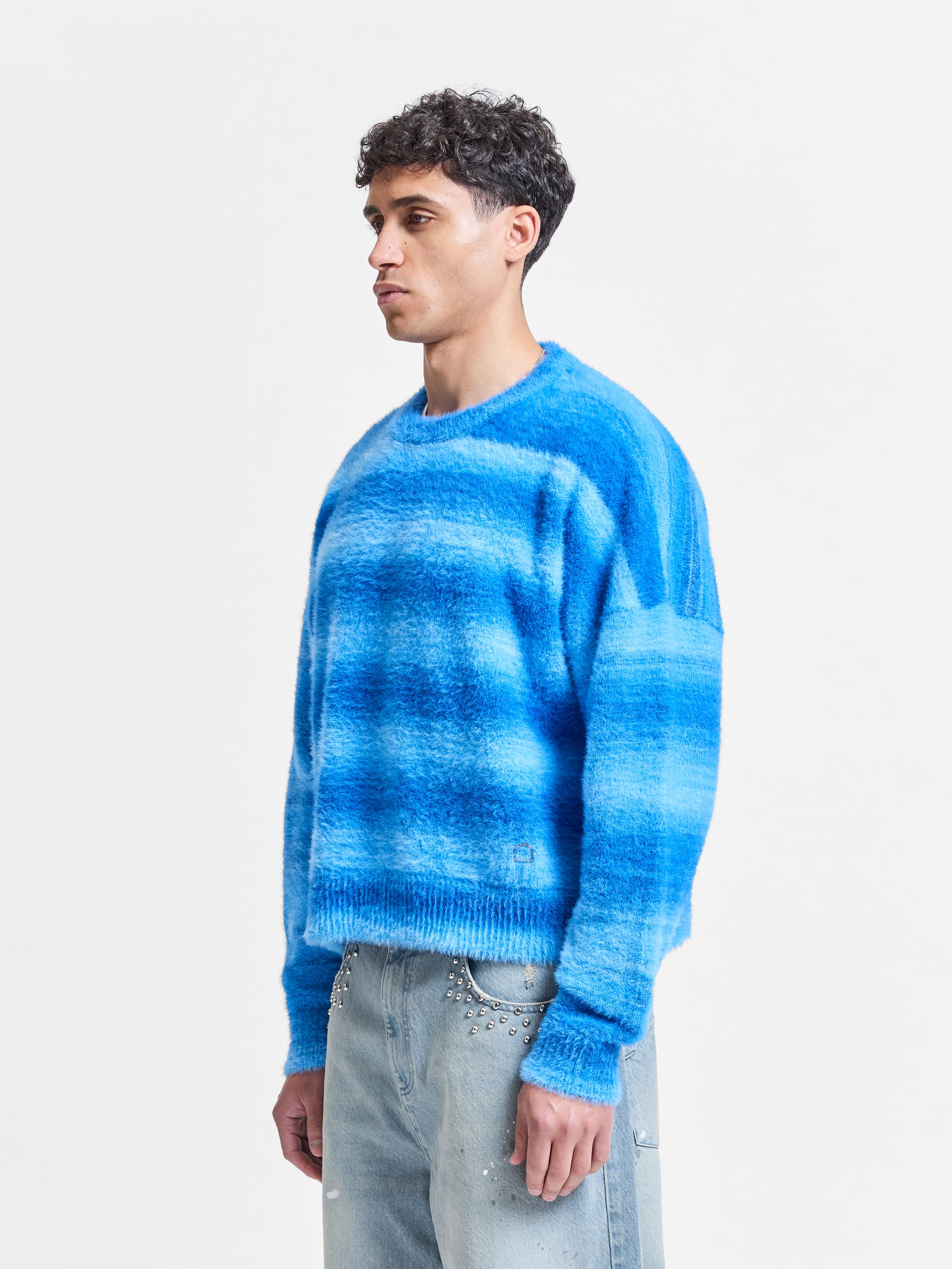 FURRY KNIT SWEATER - FADED BLUE - Image 3