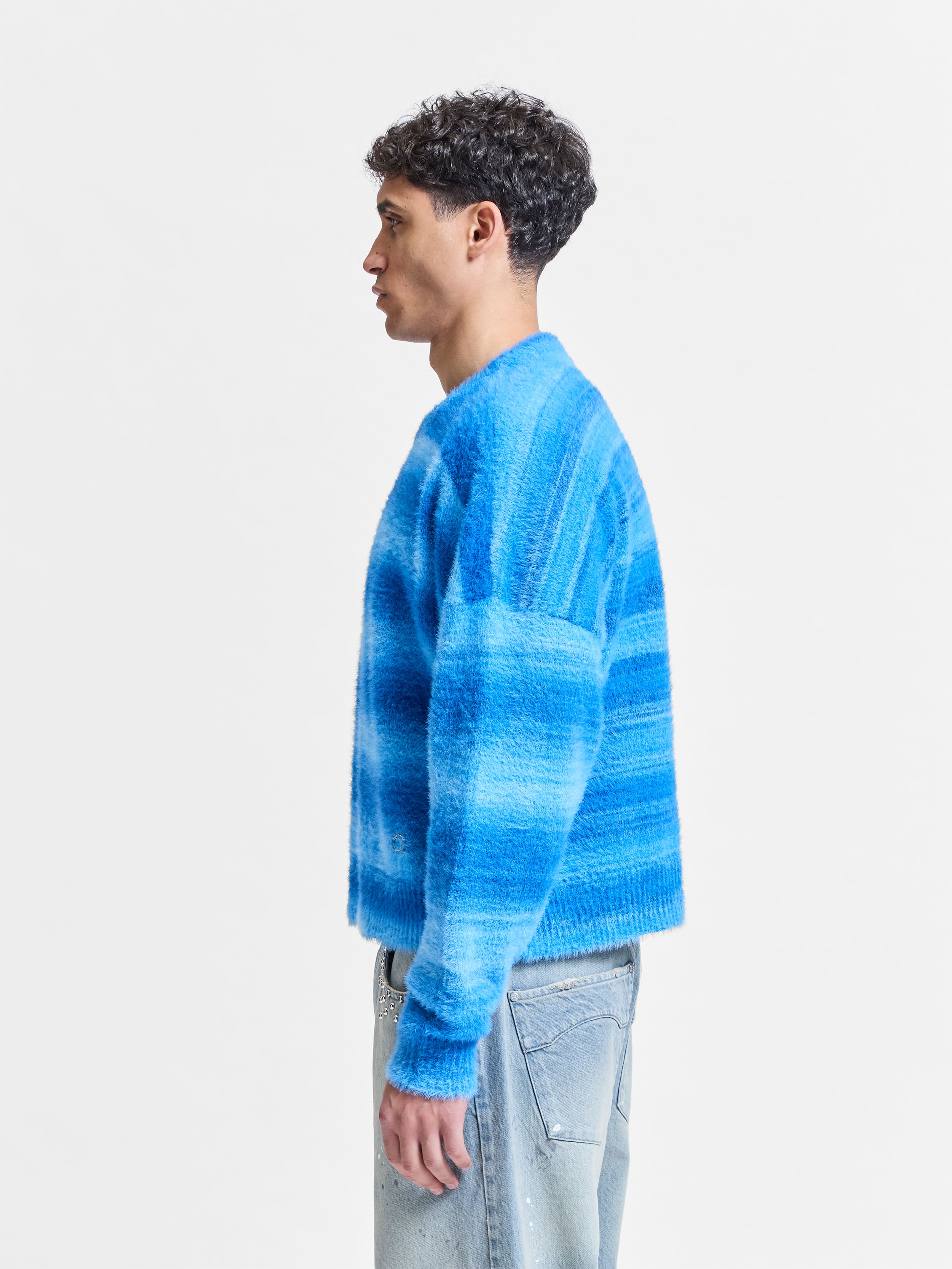 FURRY KNIT SWEATER - FADED BLUE - Image 4