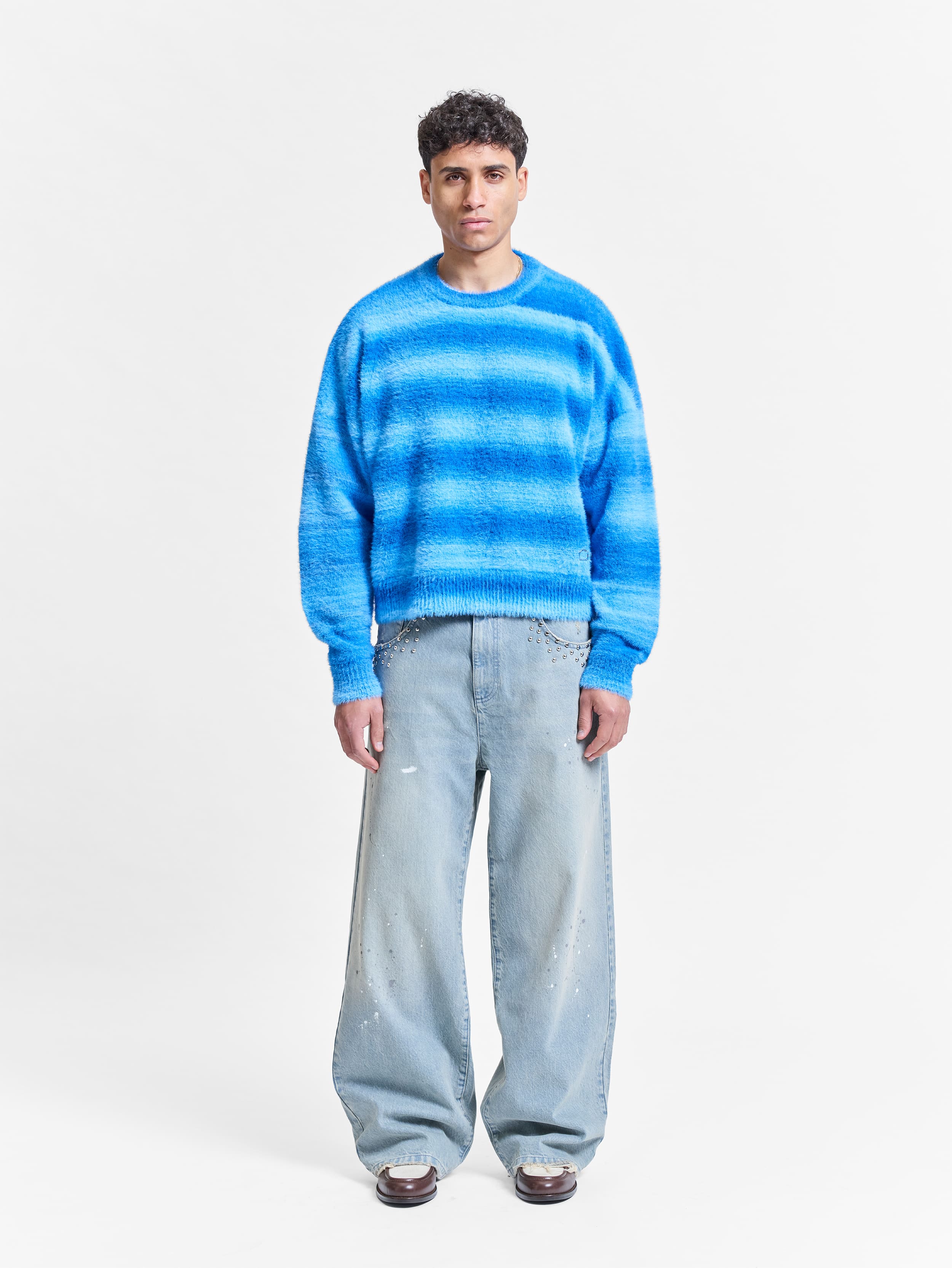 FURRY KNIT SWEATER - FADED BLUE - Image 6