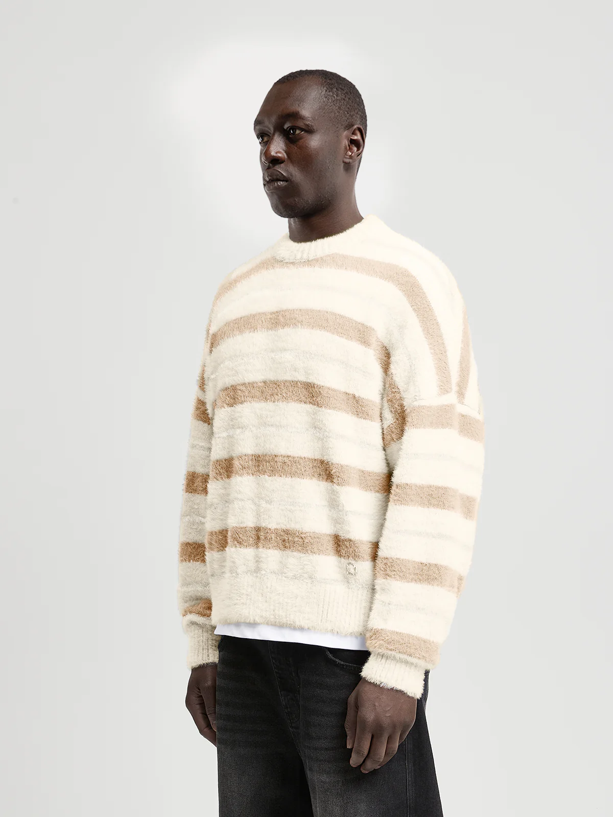 FURRY KNIT SWEATER - STRIPED - Image 3
