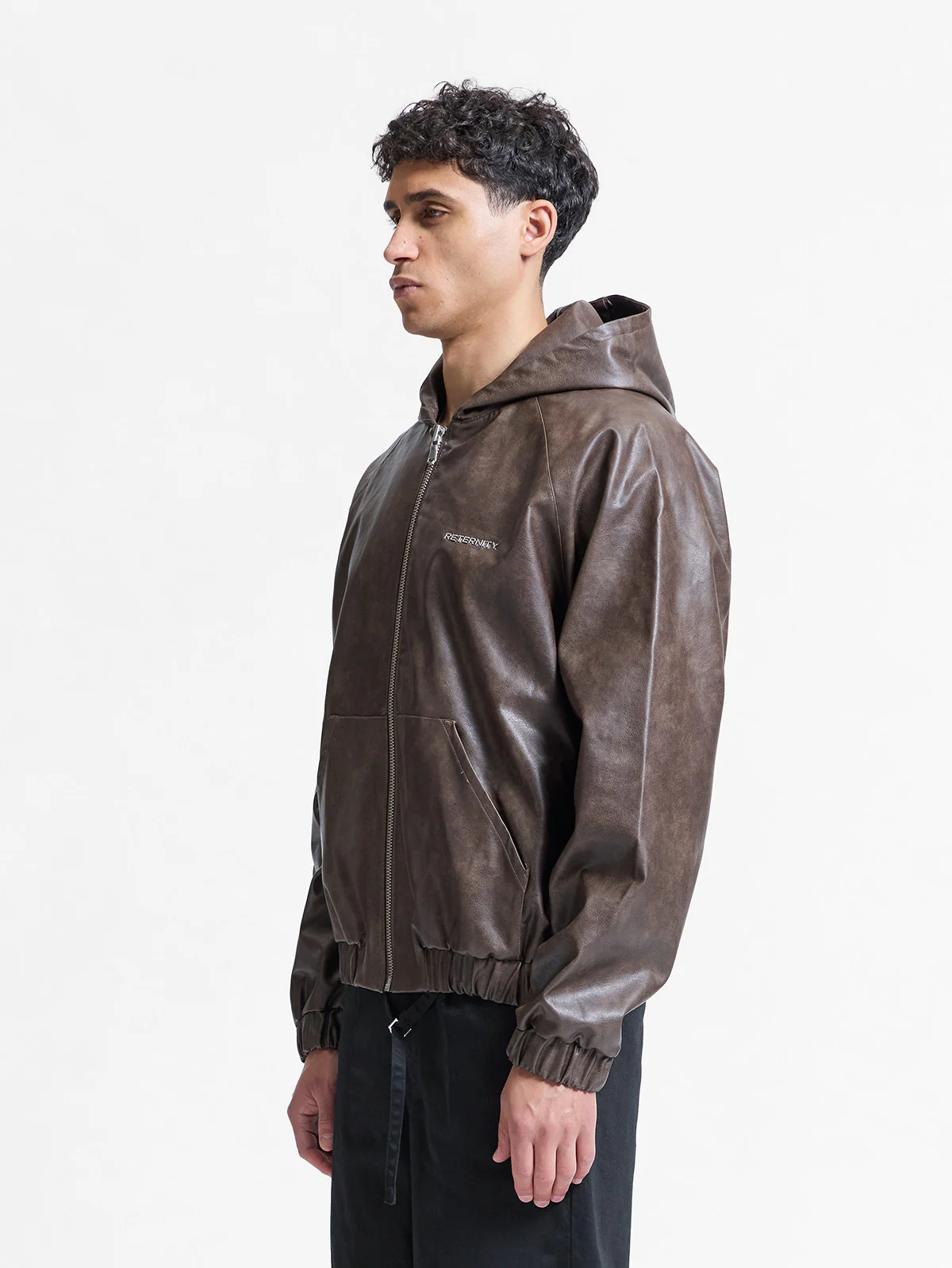 HOODED LEATHER JACKET - VINTAGE BROWN - Image 3