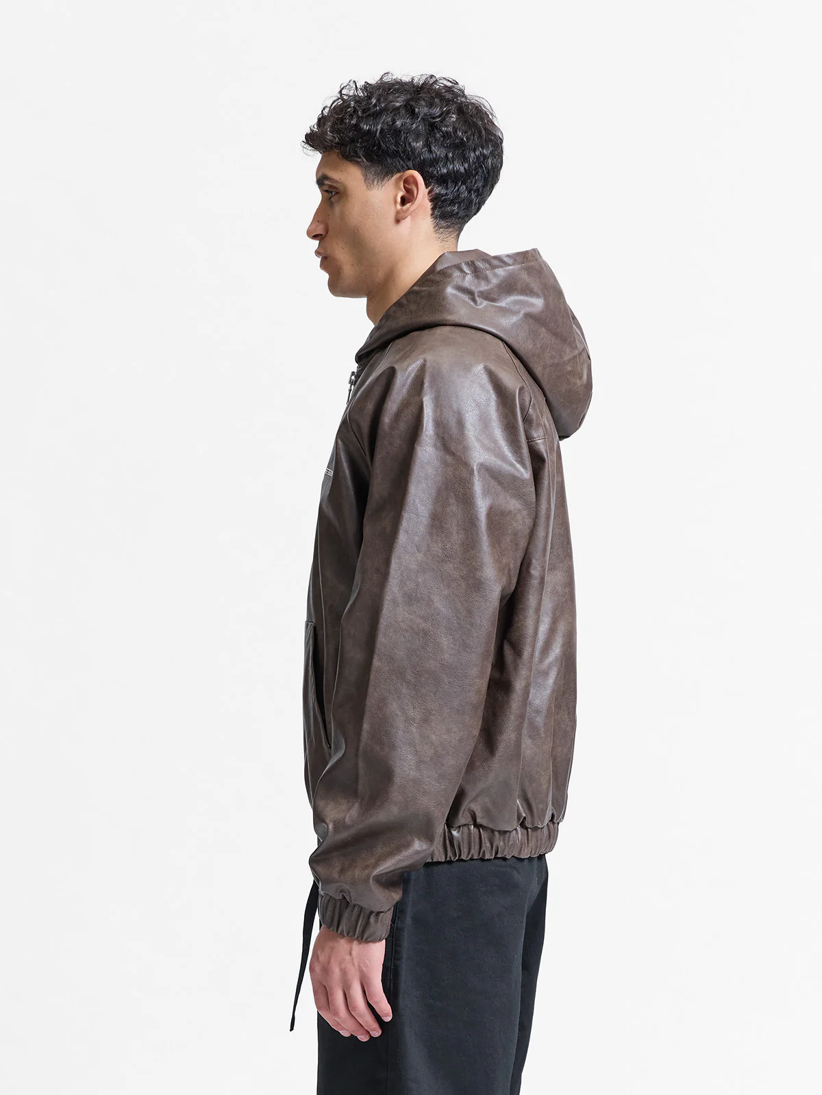 HOODED LEATHER JACKET - VINTAGE BROWN - Image 4