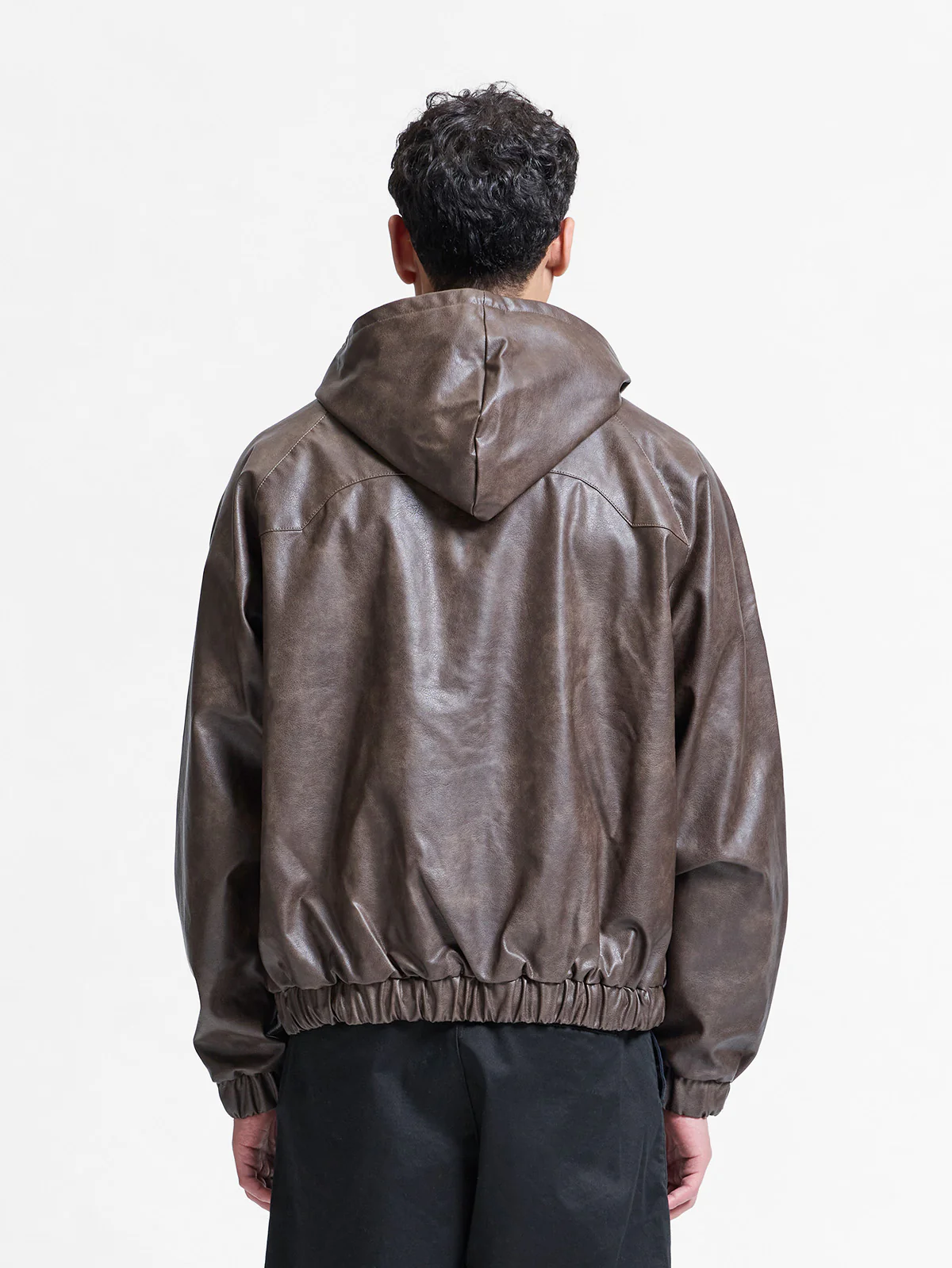 HOODED LEATHER JACKET - VINTAGE BROWN - Image 5