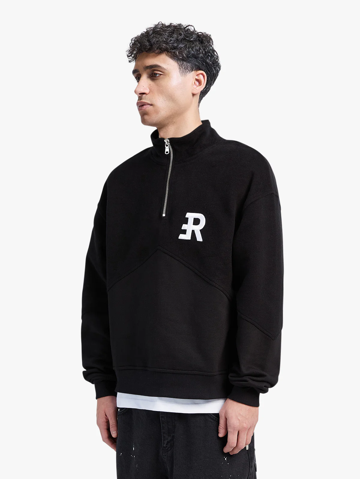 INSIDE OUT HALF ZIP HOODIE - BLACK - Image 3
