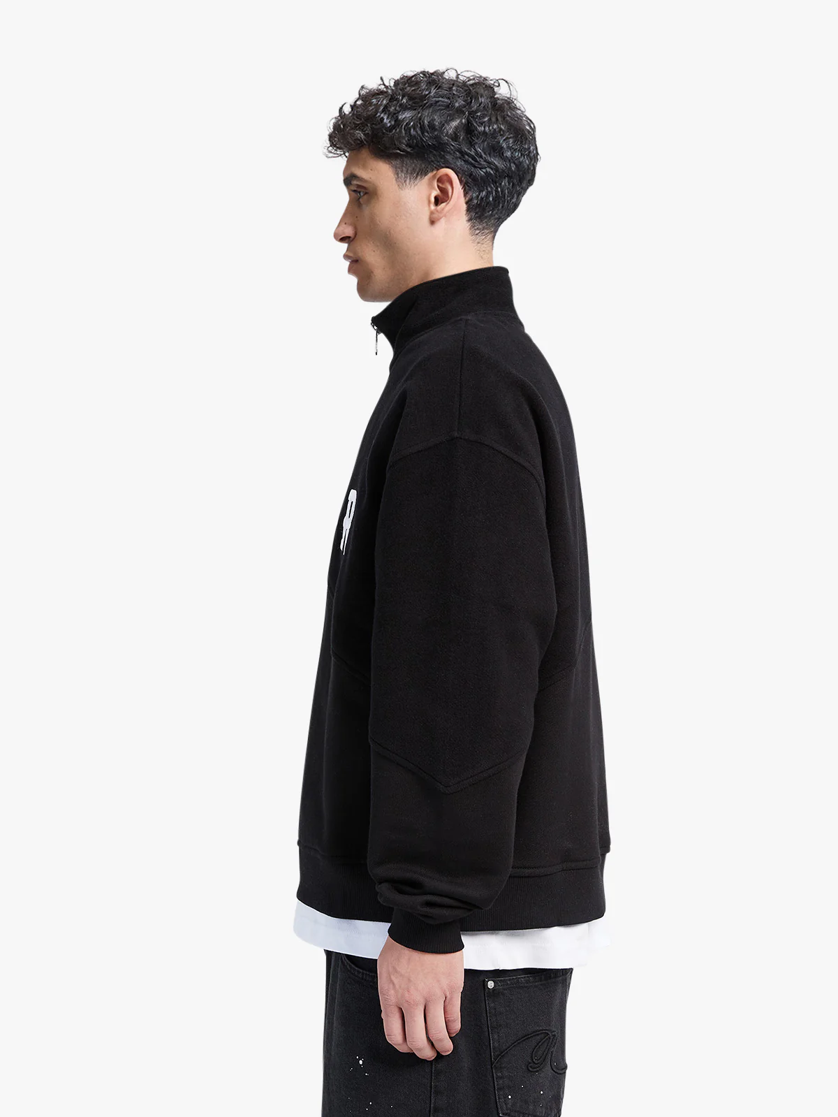 INSIDE OUT HALF ZIP HOODIE - BLACK - Image 4