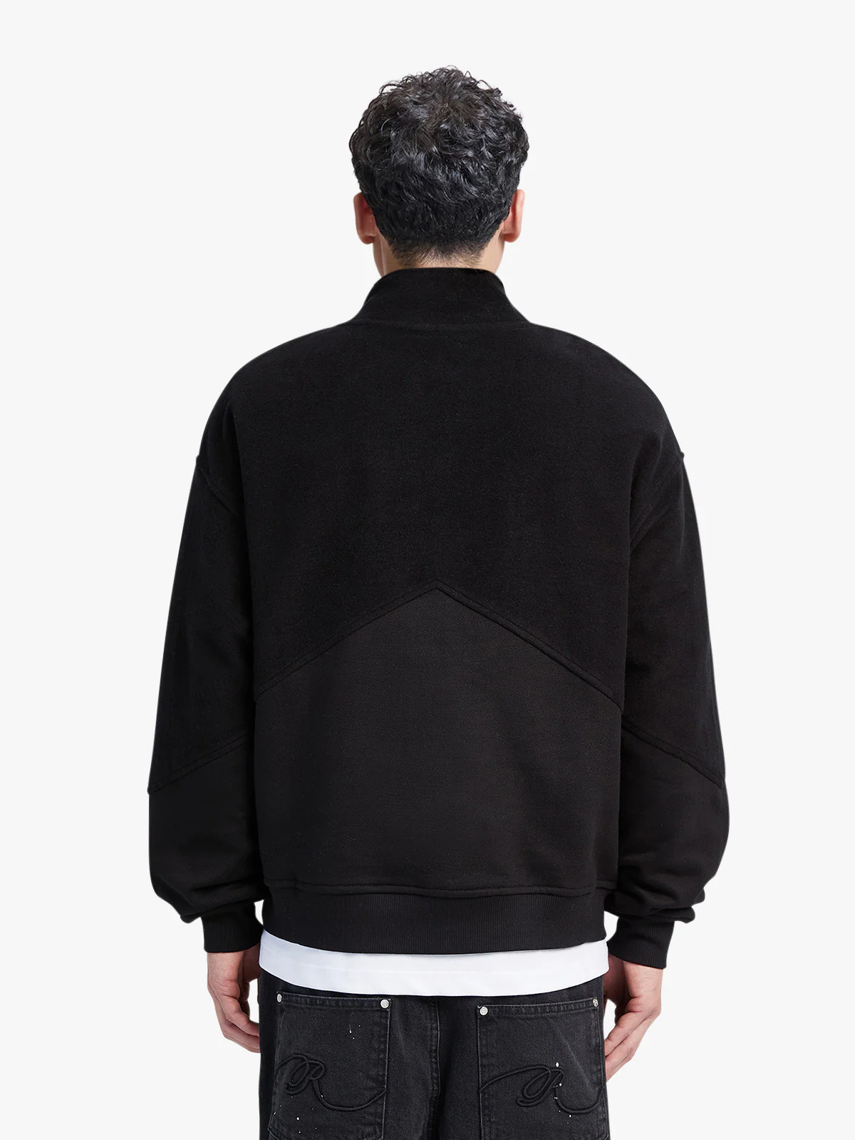 INSIDE OUT HALF ZIP HOODIE - BLACK - Image 5