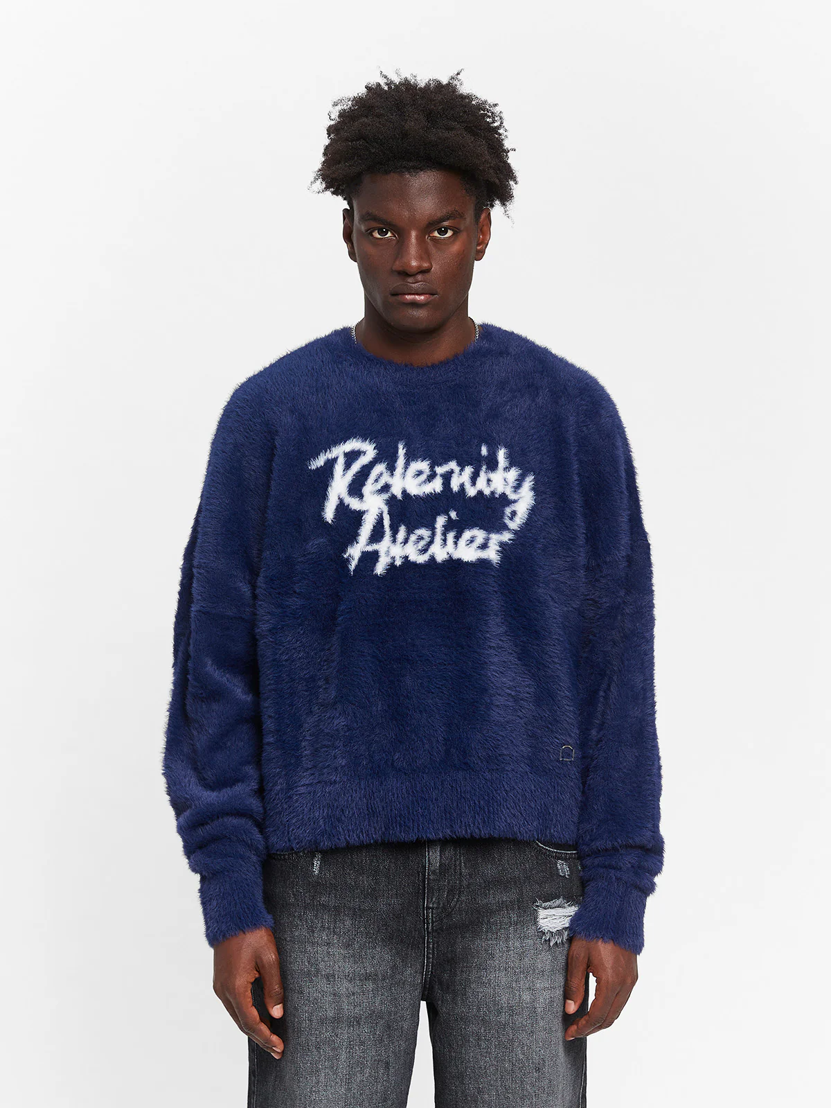 INTERWOVEN FURRY KNIT - BLUE - Image 3