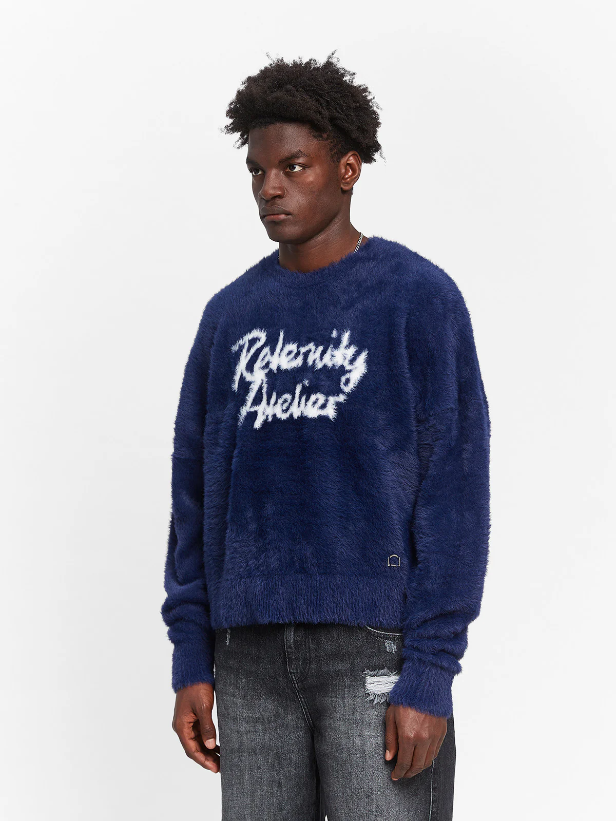 INTERWOVEN FURRY KNIT - BLUE - Image 4