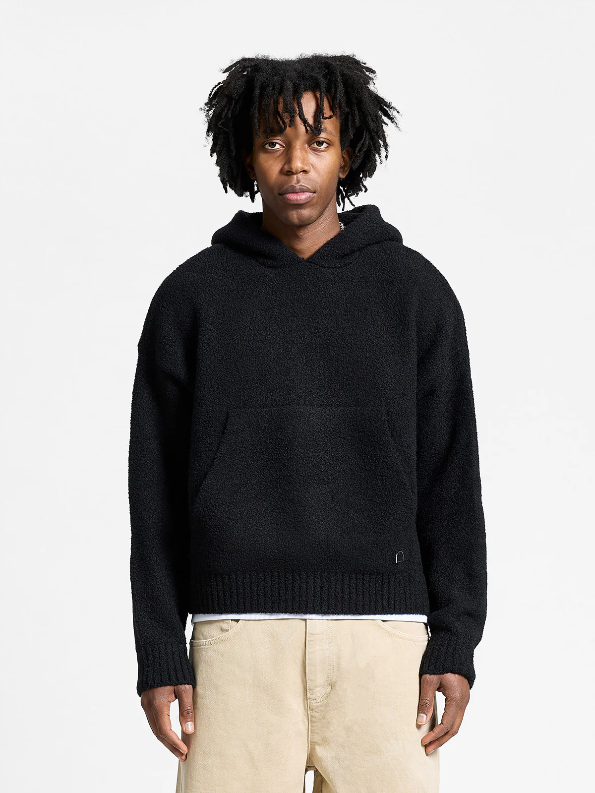IRIS KNIT HOODIE - BLACK - Image 2