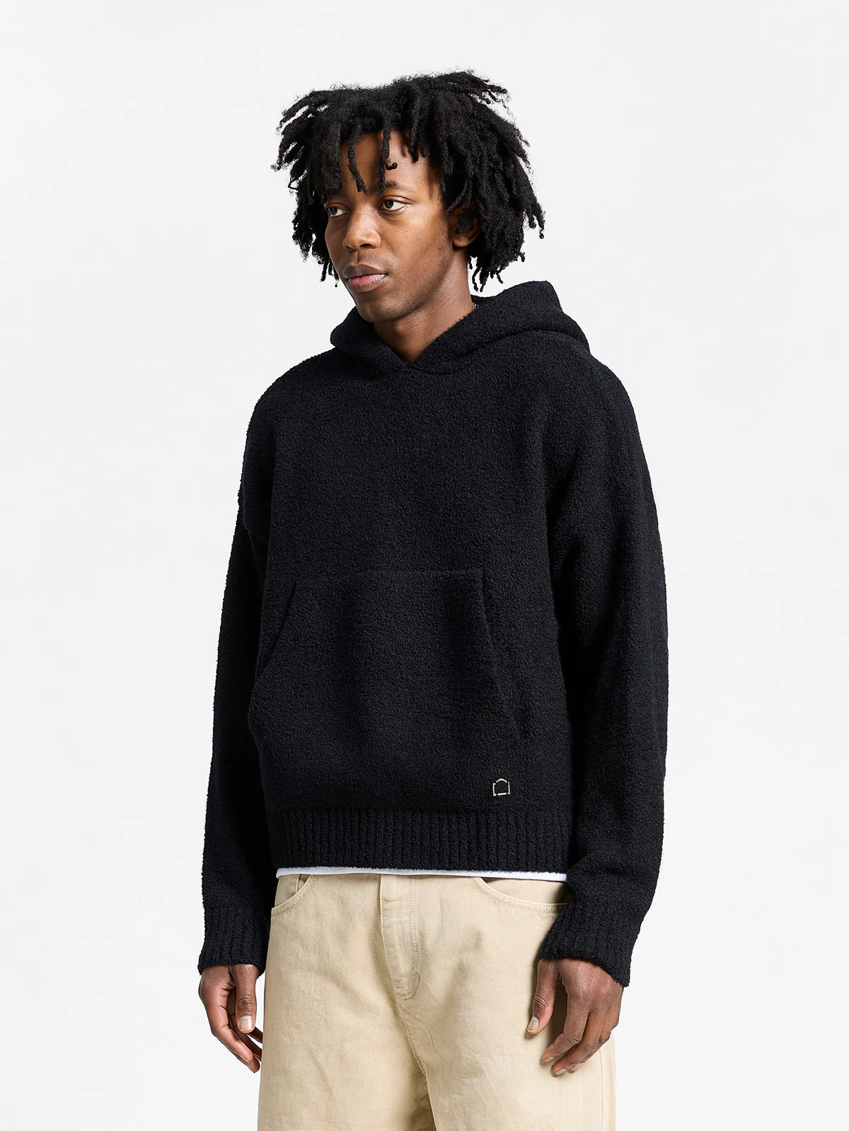 IRIS KNIT HOODIE - BLACK - Image 3